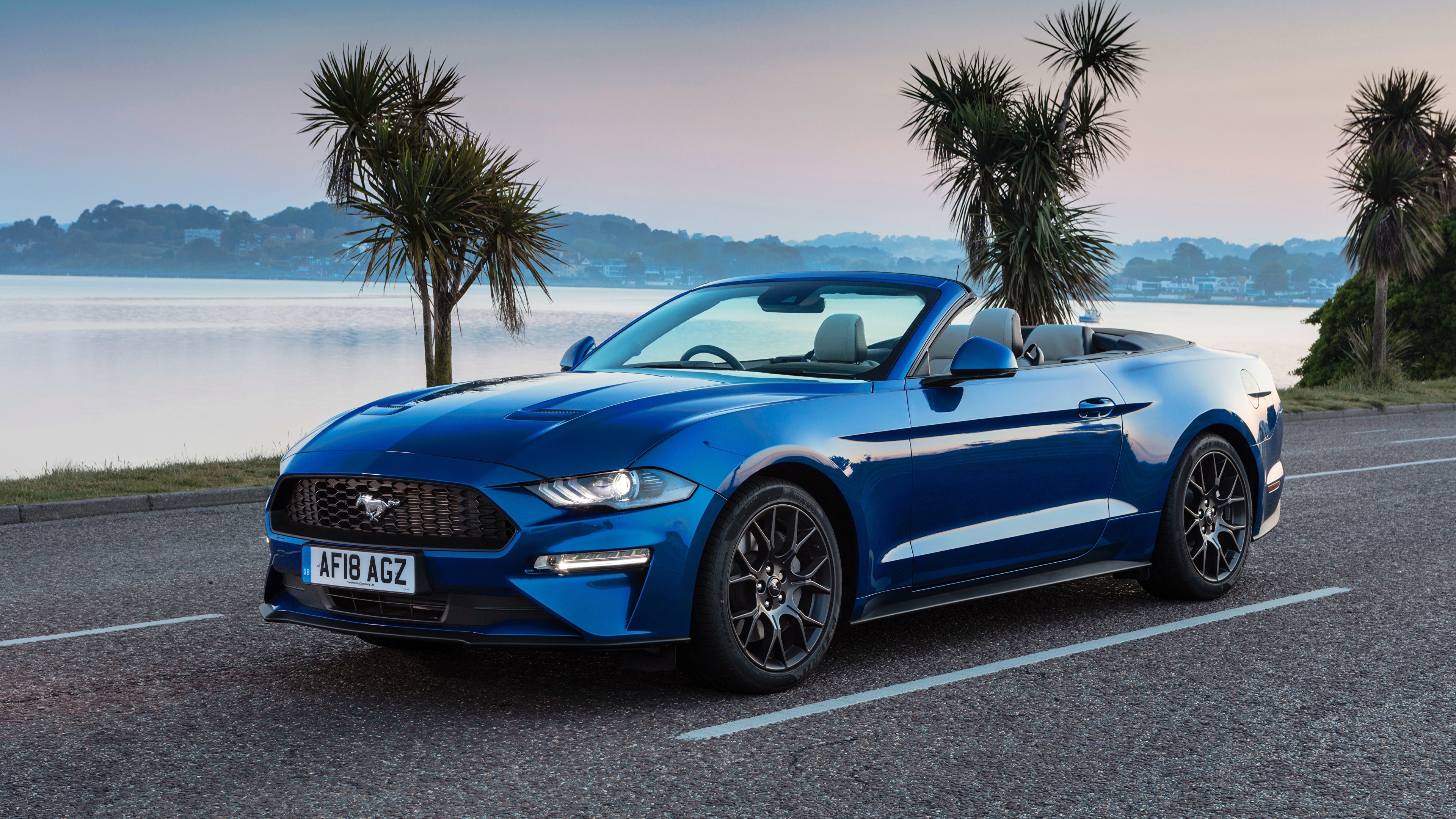 Papeis de parede 3840x2160 Ford Mustang 2018 Ecoboost Convertible Azul