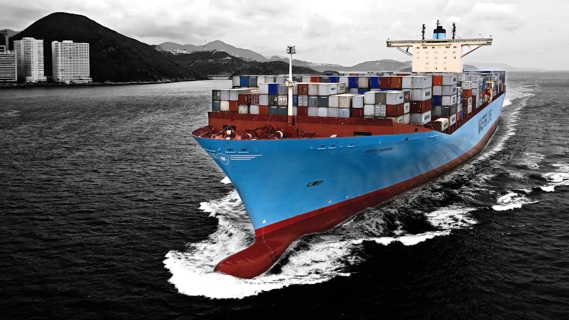 Photo Container Ship Maersk Ships 1920x1080