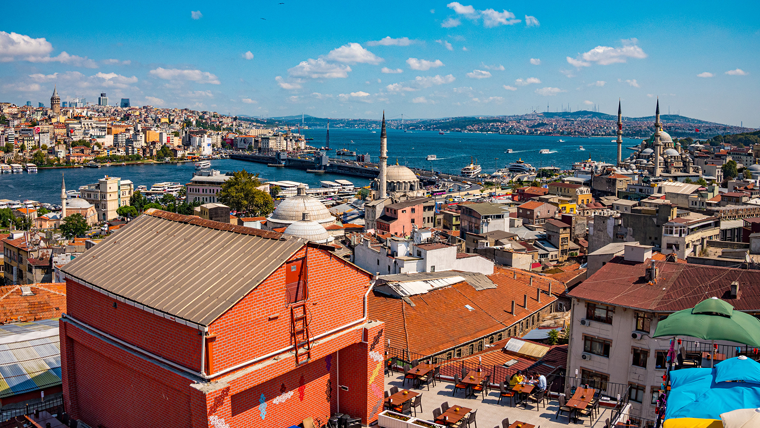 Картинка Стамбул Мечеть Турция Дома город 2560x1440 Здания Города