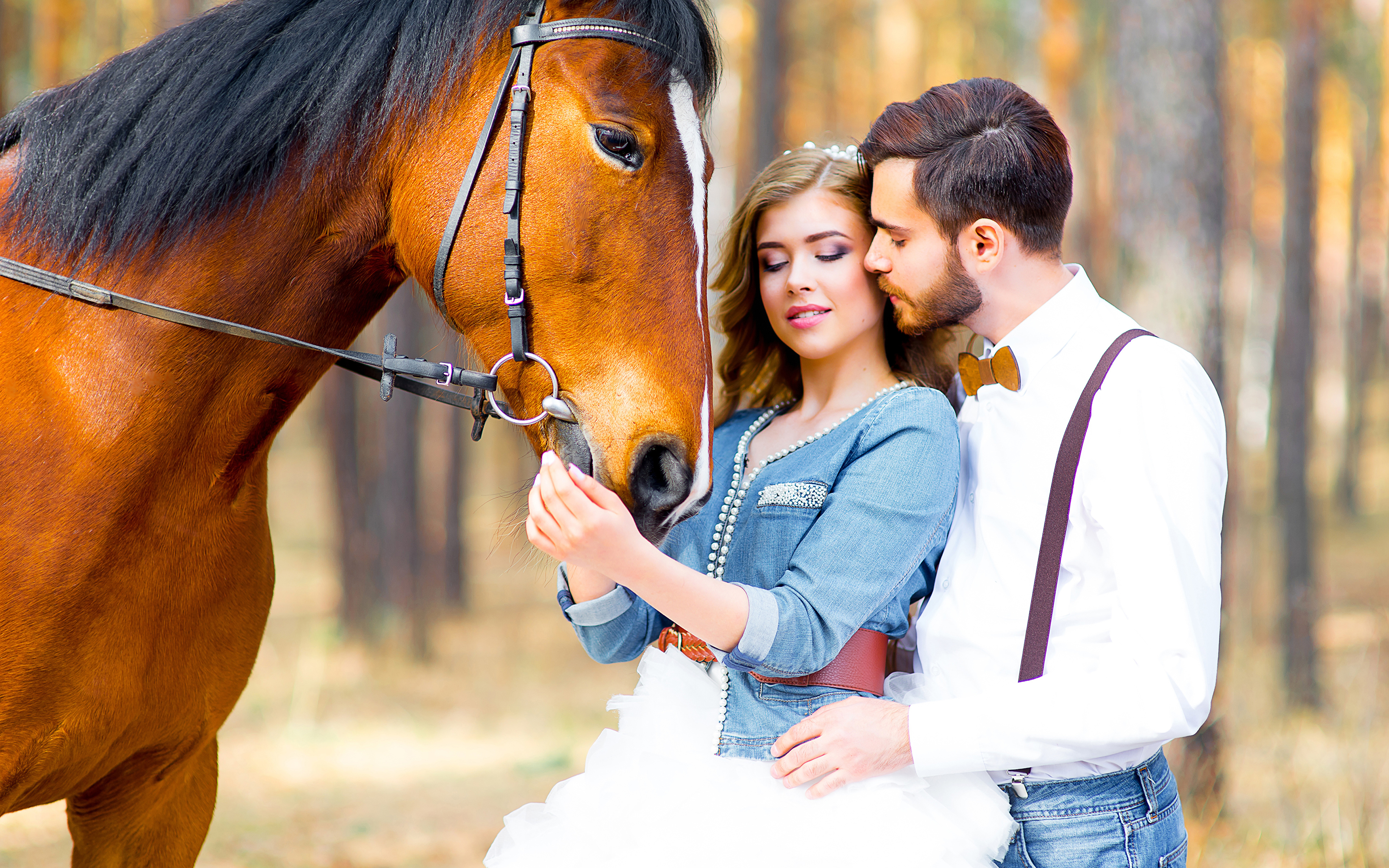 Fotos Pferd Romantisches Date Mann Paare In Der Liebe 3840x2400