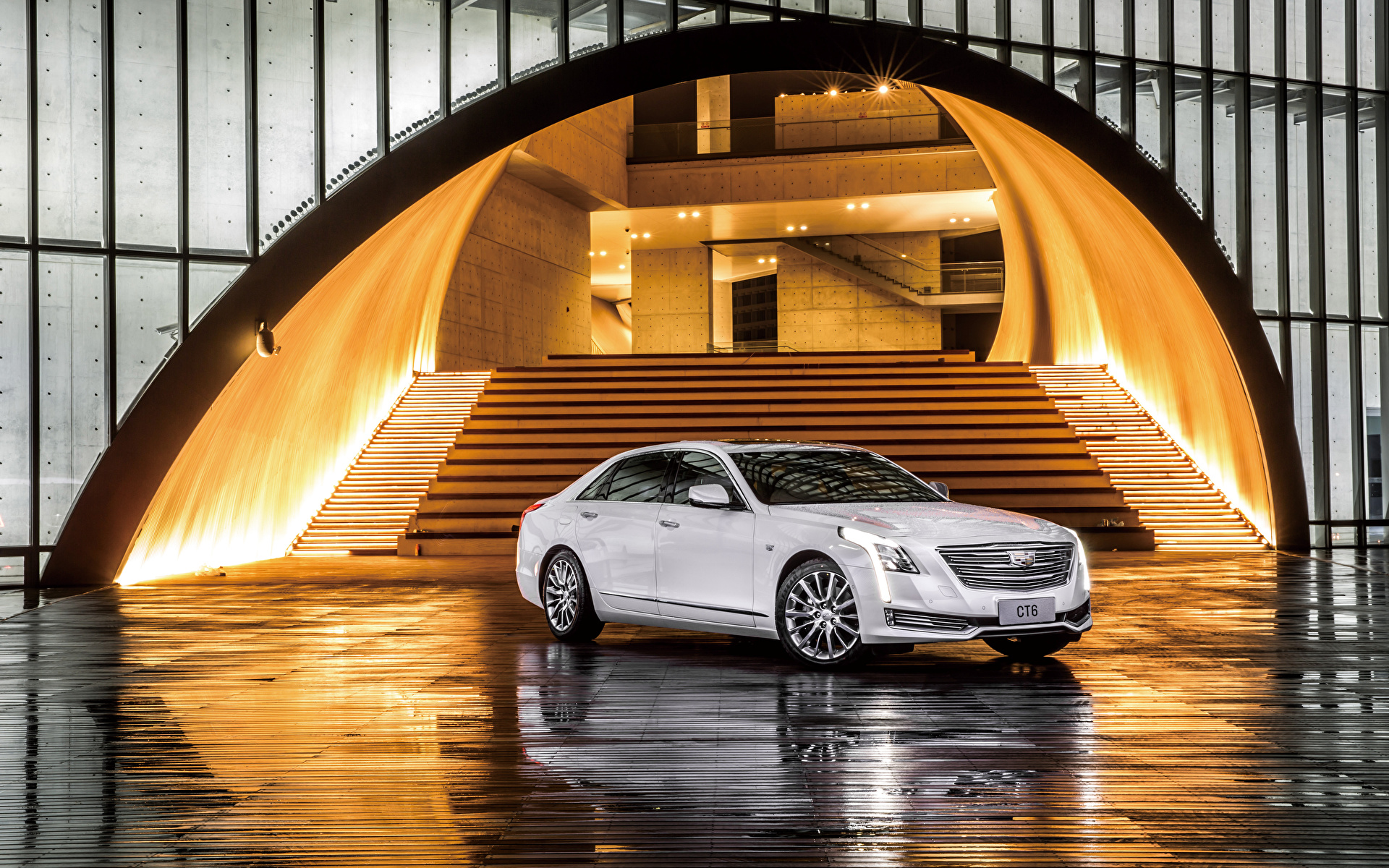 Картинка Cadillac CT6 белых машины 1920x1200