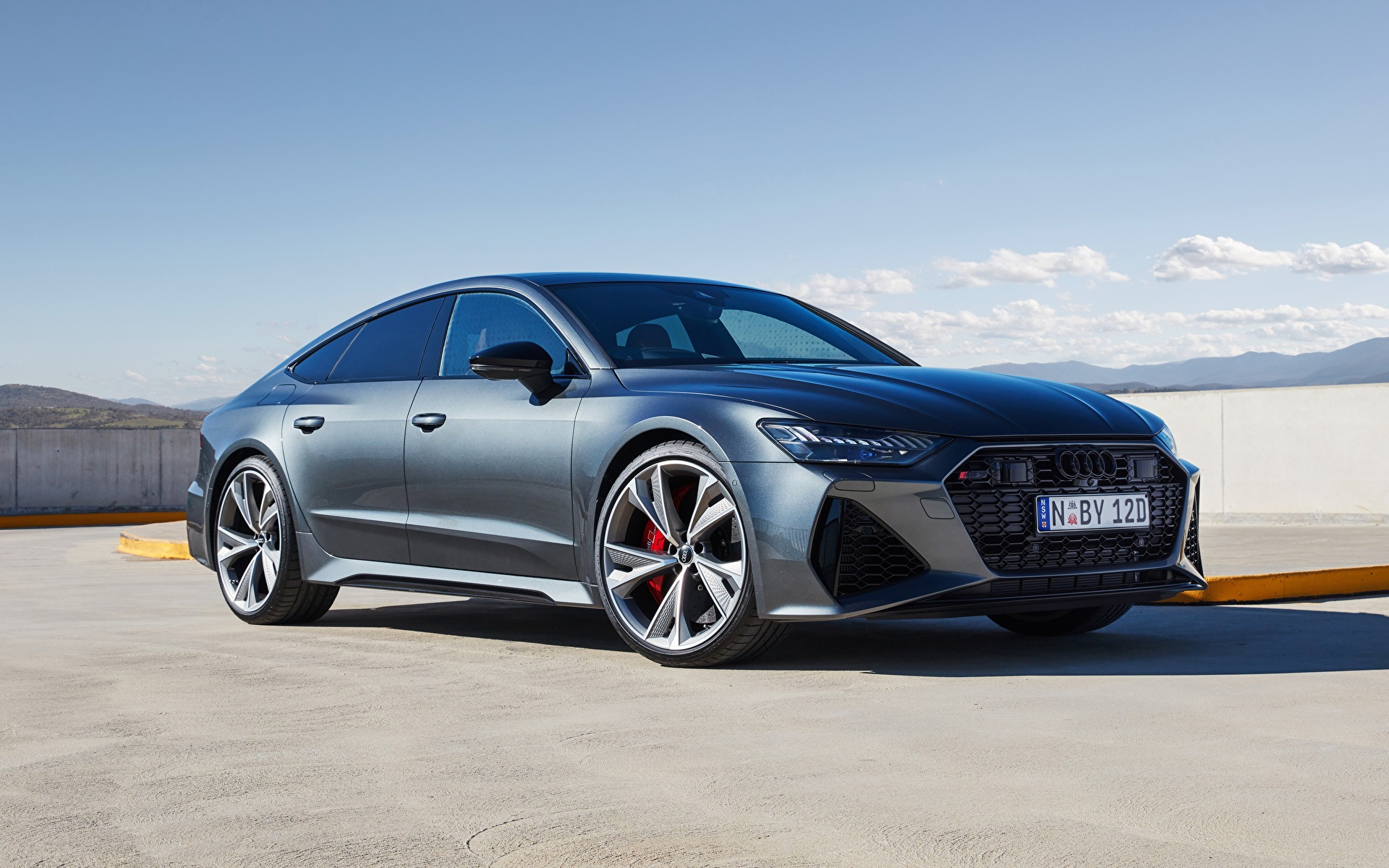 Фотография Ауди RS 7 Sportback AU-spec, 2020 серые машина 1920x1200