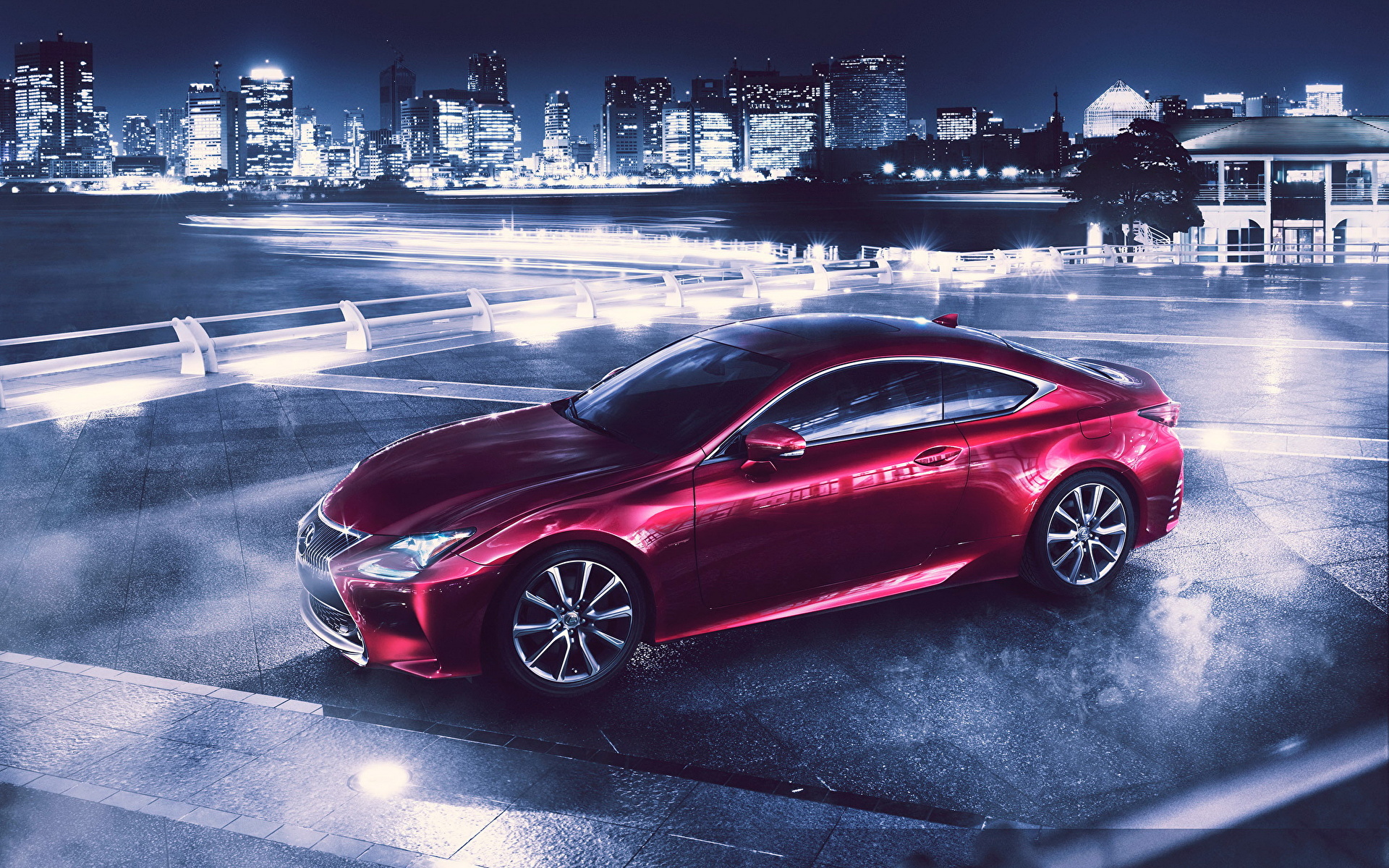 Картинка 2013 Lexus RC бордовая Сбоку Автомобили город 1920x1200