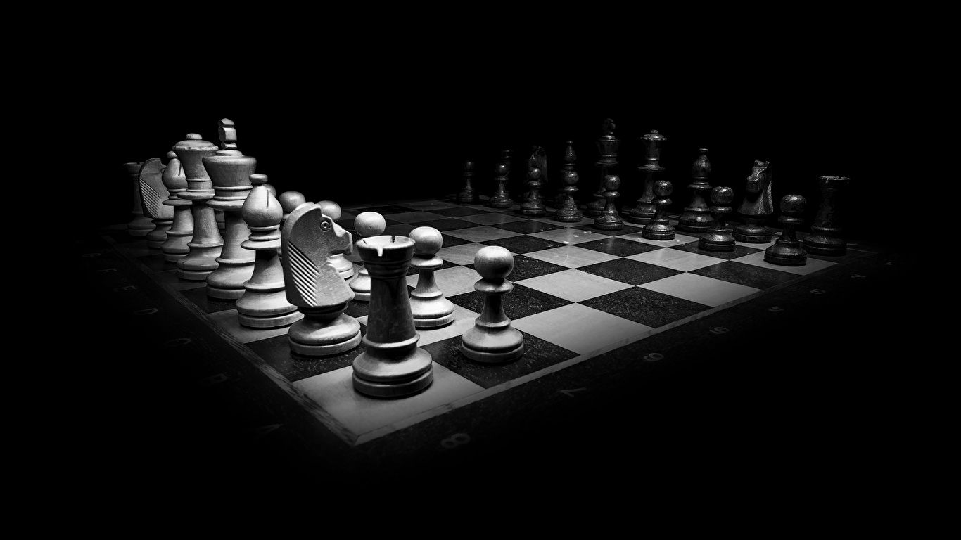 壁紙 1366x768 チェス 黒色背景 白黒 ゲーム ダウンロード 写真