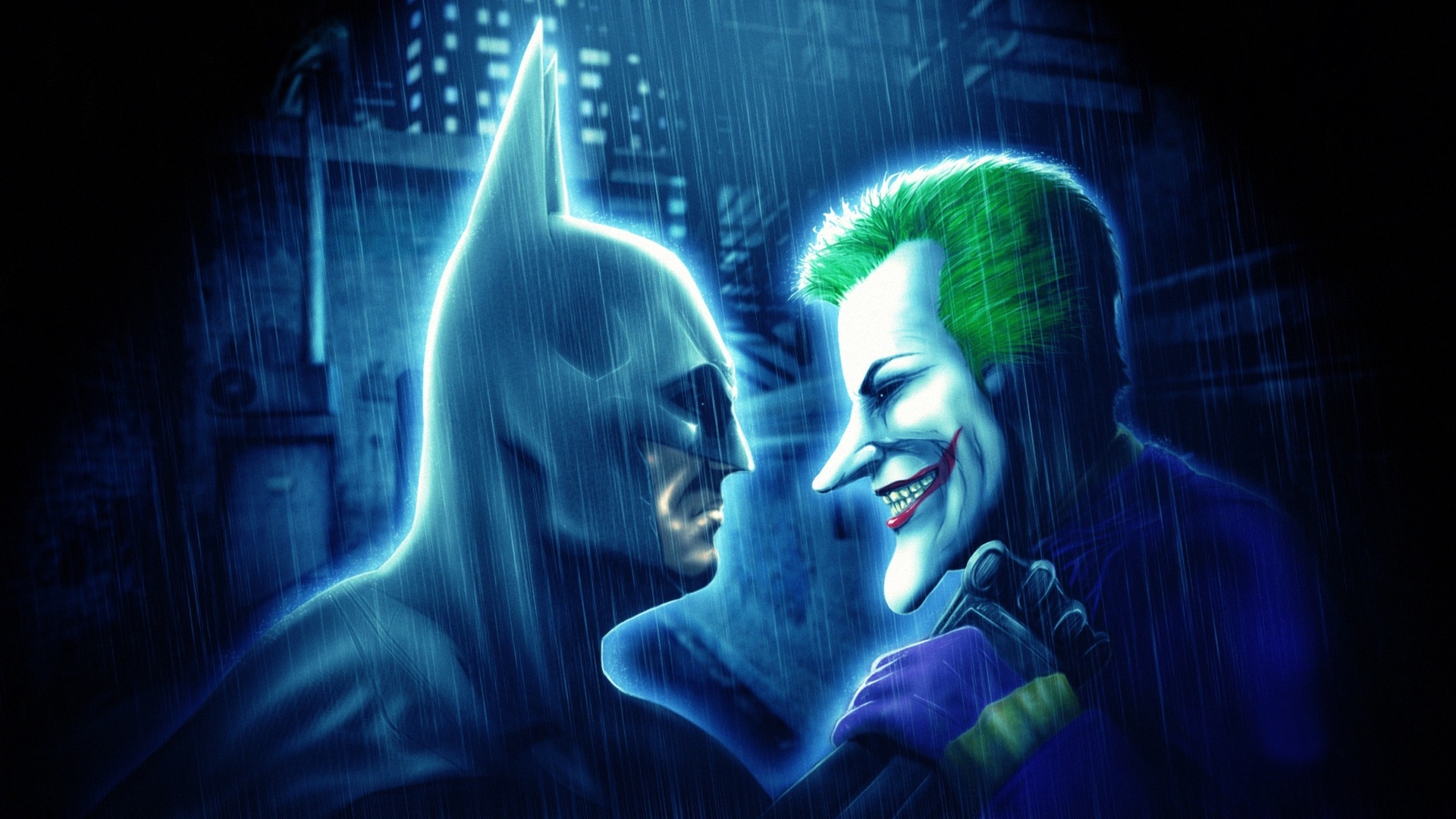 壁紙 19x1080 コミックヒーロー バットマン ジョーカー 雨 ファンタジー ダウンロード 写真
