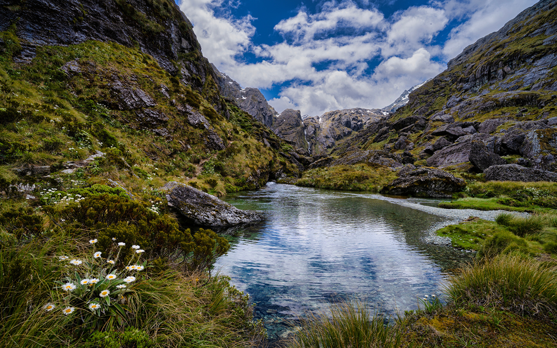 Foto Nuova Zelanda Natura Montagne Lago Paesaggio Nuvole 1920x1200 montagna Nubi
