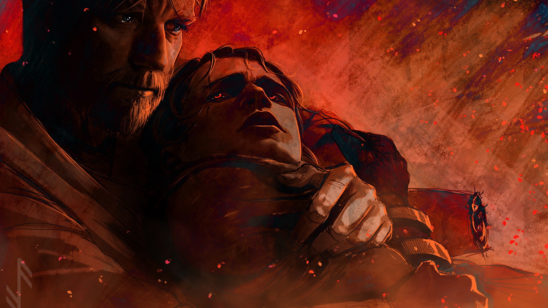 壁紙 19x1080 スター ウォーズ エピソード3 シスの復讐 男性 Obi Wan Helps Anakin On Mustafar 2 二つ 映画 ダウンロード 写真