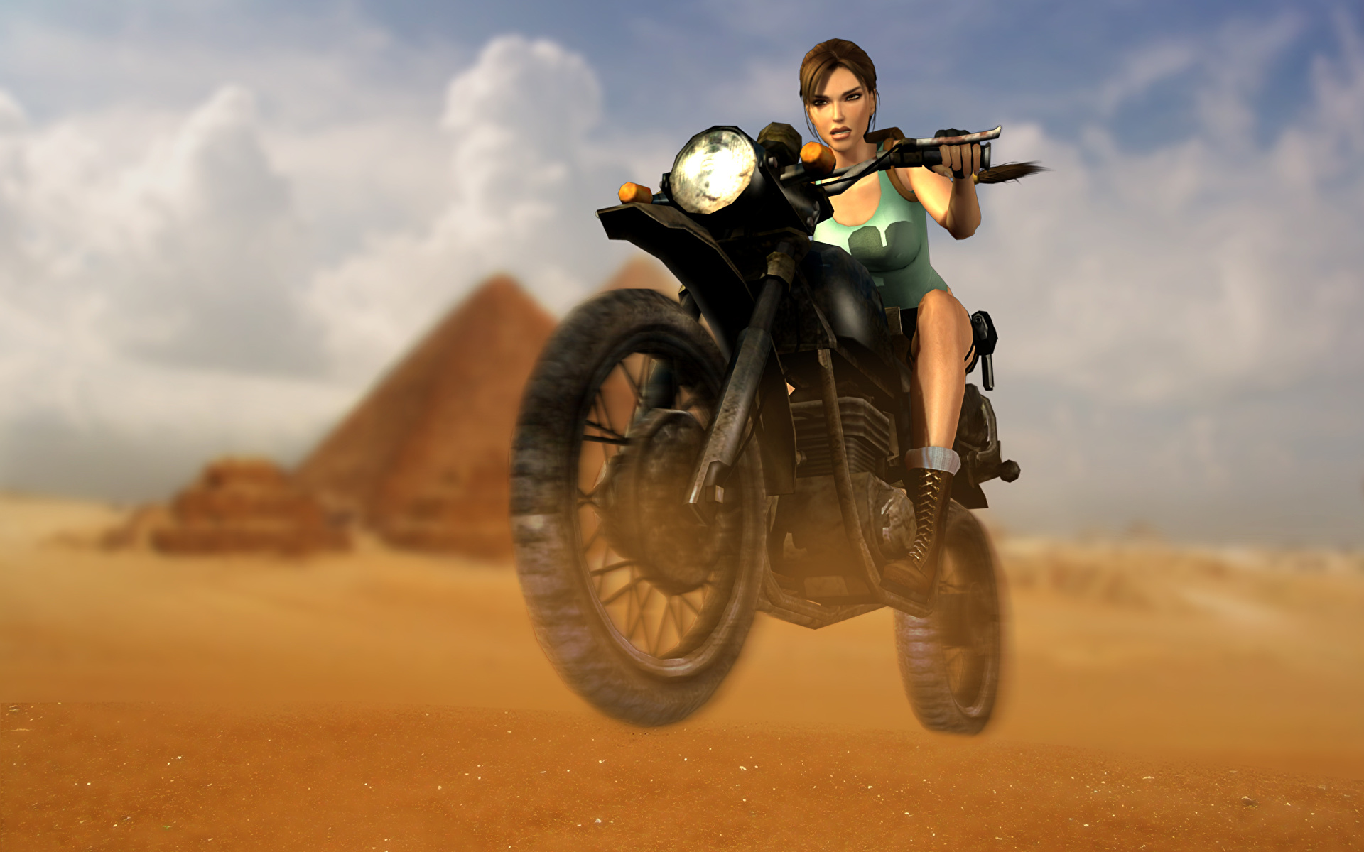 Bakgrunnsbilder til skrivebordet Tomb Raider Tomb Raider Anniversary Lara Croft Motorsykler Unge kvinner videospill Motorsyklist 1920x1200 ung kvinne motorsykkel Dataspill