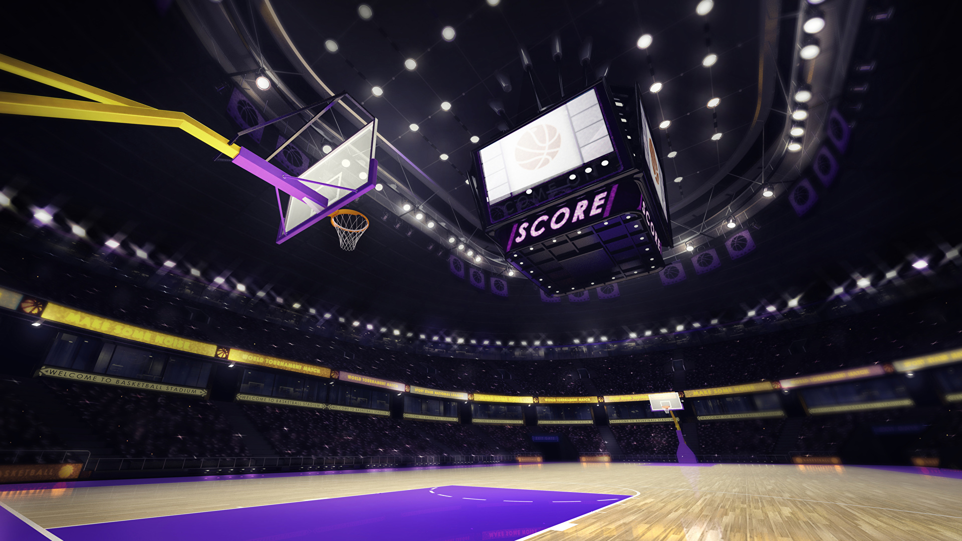 Wallpaper Court Sport Basketball Ceiling 19x1080