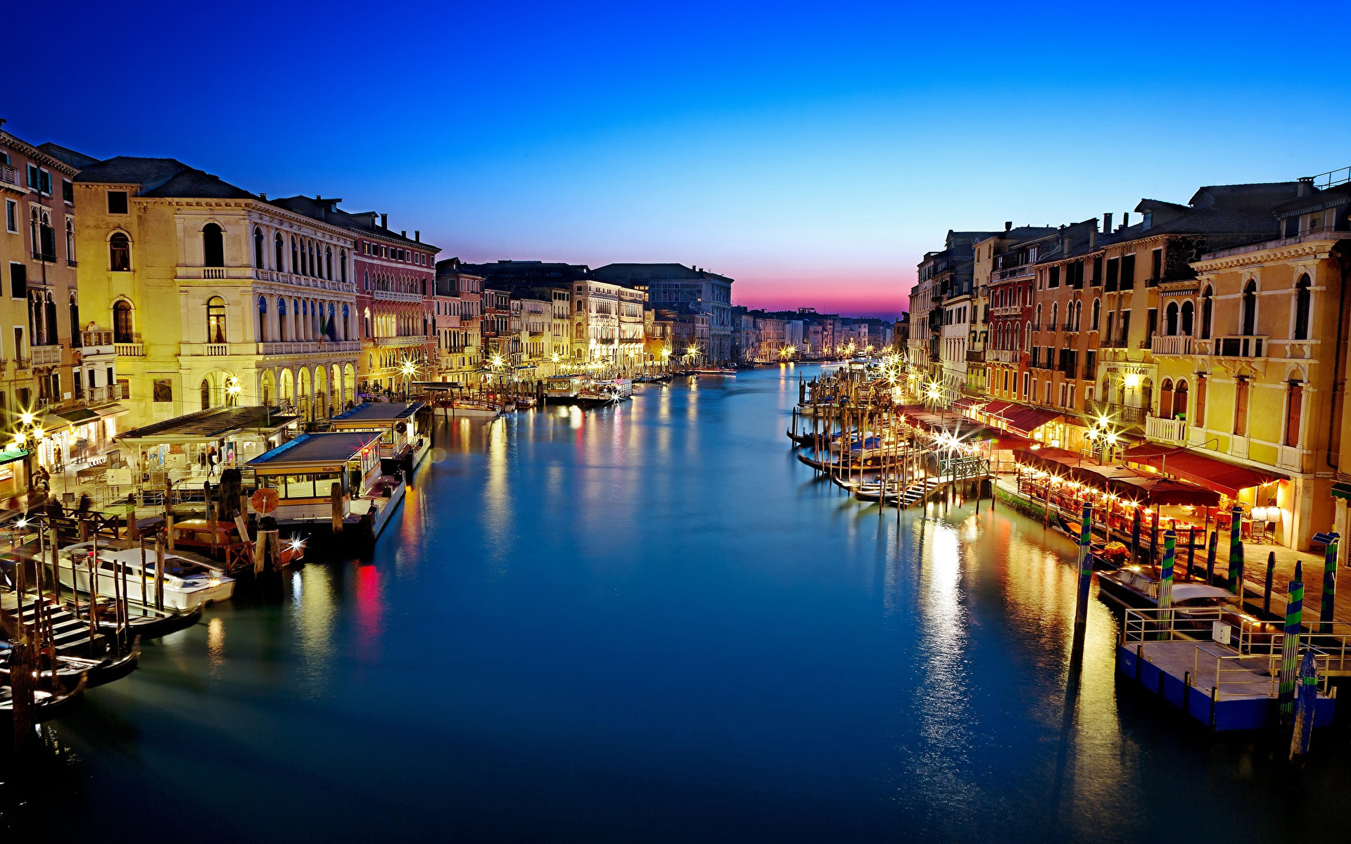 Bilder von Venedig Italien Grande Kanal Fluss Nacht Haus 1920x1200