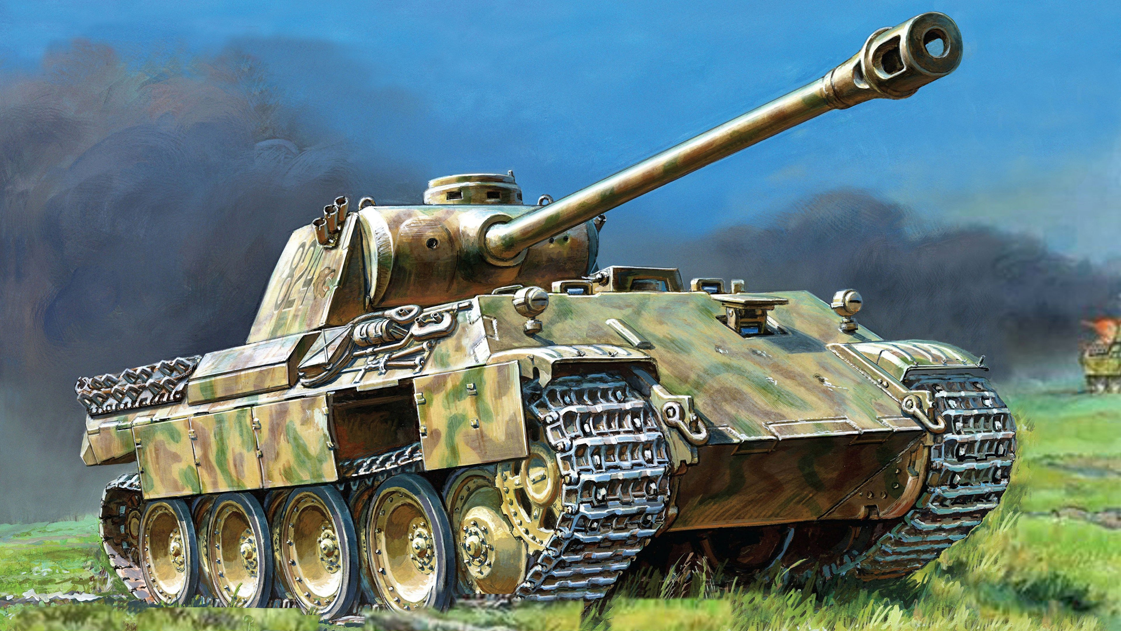 壁紙 3840x2160 戦車 描かれた壁紙 Pz Kpfw V Panther 陸軍 ダウンロード 写真