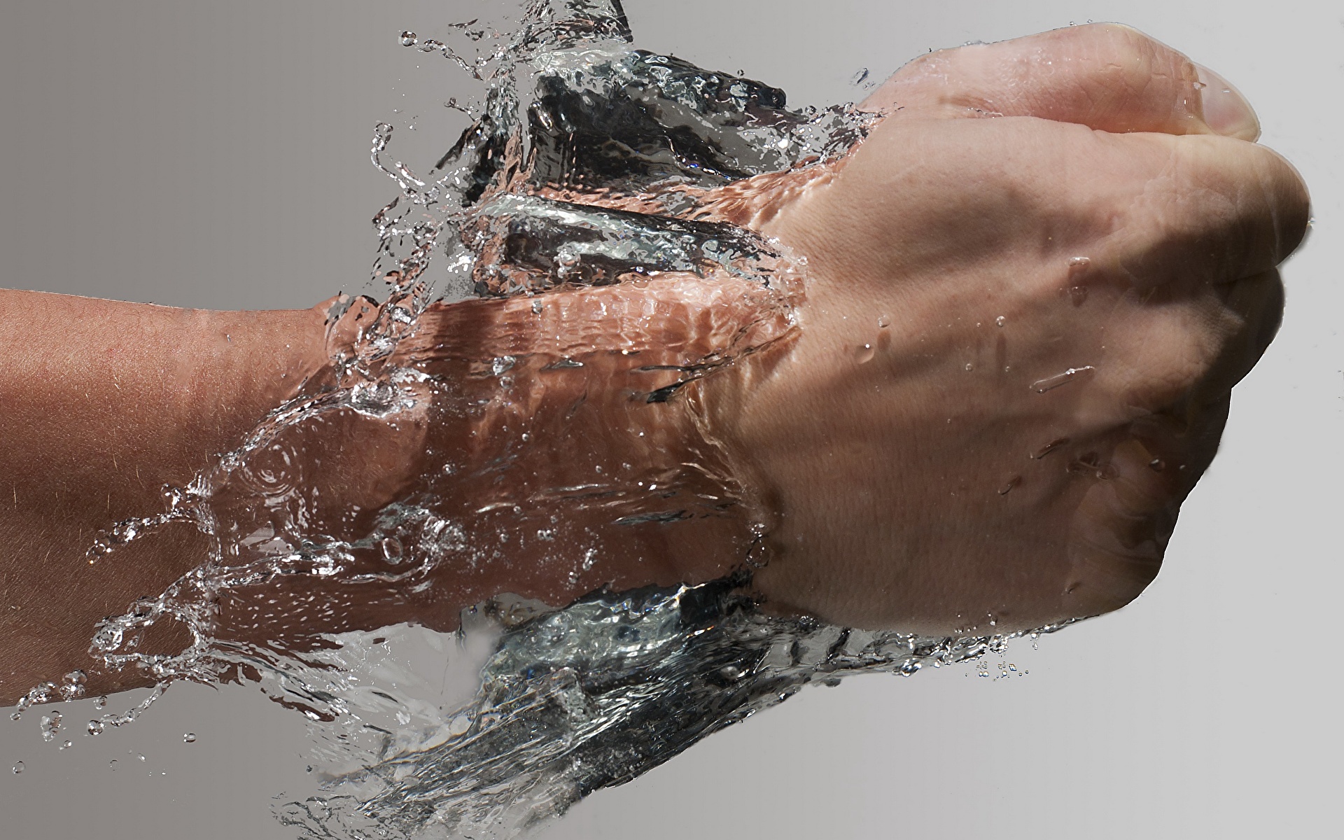 Desktop Wallpapers Gray background Hands Fist Water 1920x1200