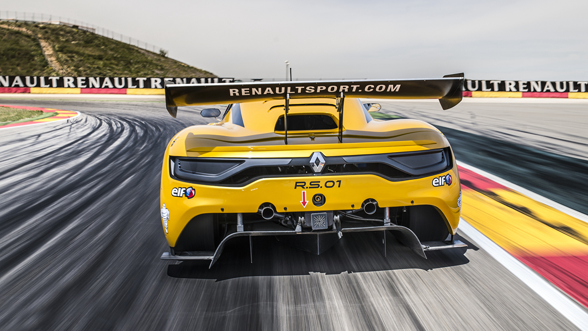 Фотография Renault 2014 Sport RS 01 желтая Сзади 1920x1080