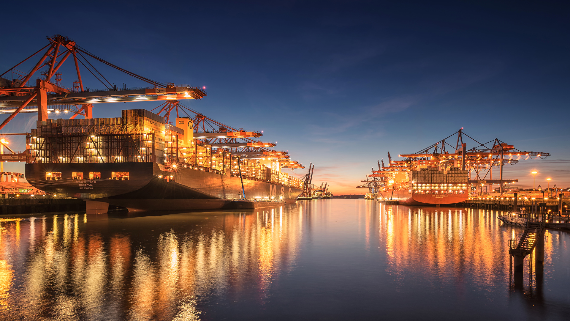 Desktop Hintergrundbilder Hamburg Containerschiff 1920x1080