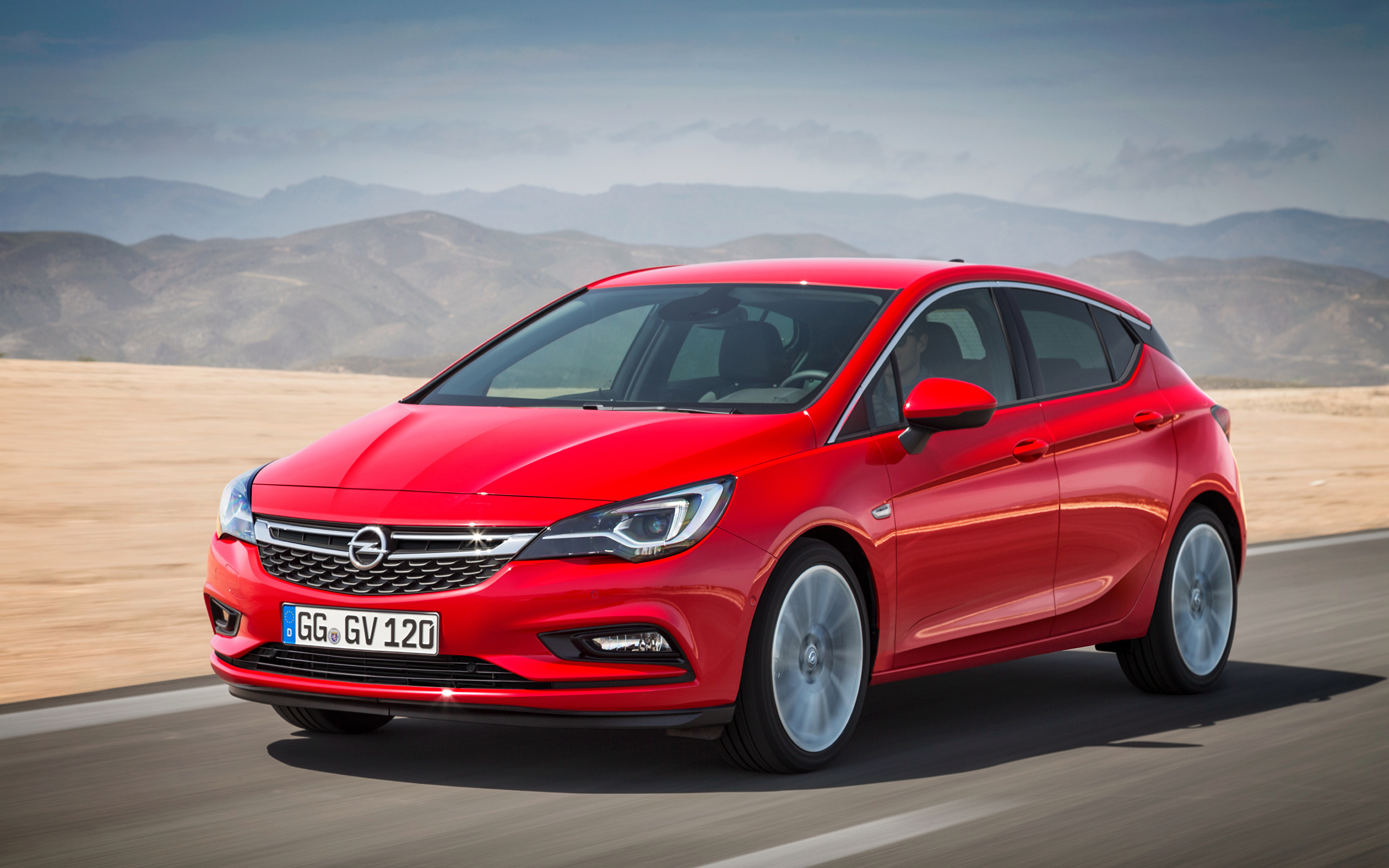 Обои для рабочего стола Opel Astra, 2015 Красный едет 3840x2400