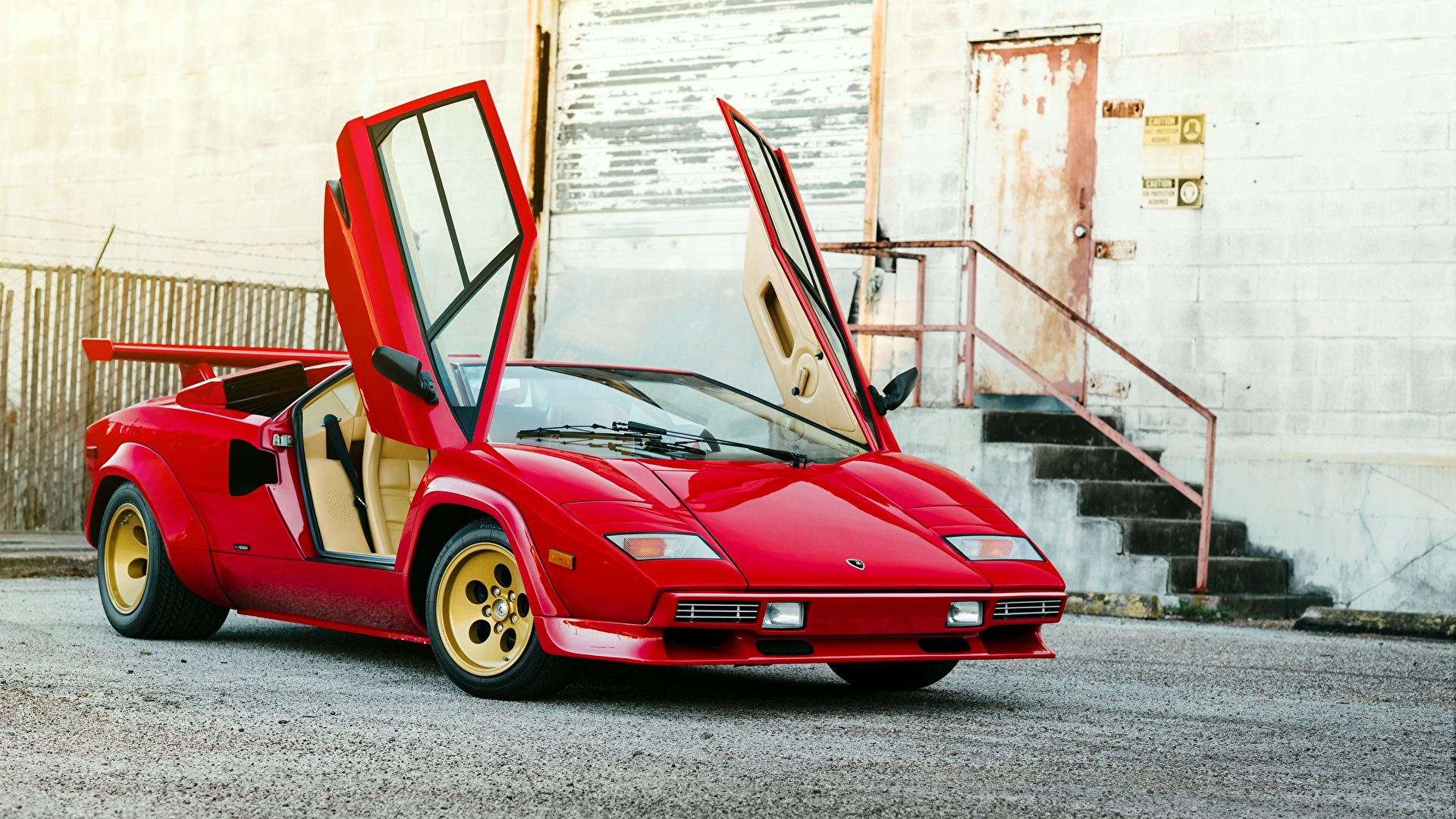 壁紙 19x1080 ランボルギーニ 19 Countach Lp5000 S Bertone 赤 正面図 豪華な 開いたドア 自動車 ダウンロード 写真