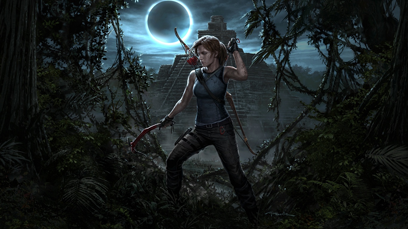 壁紙 1366x768 トゥームレイダー Shadow Of The Tomb Raider ララ クロフト 月 ゲーム ダウンロード 写真