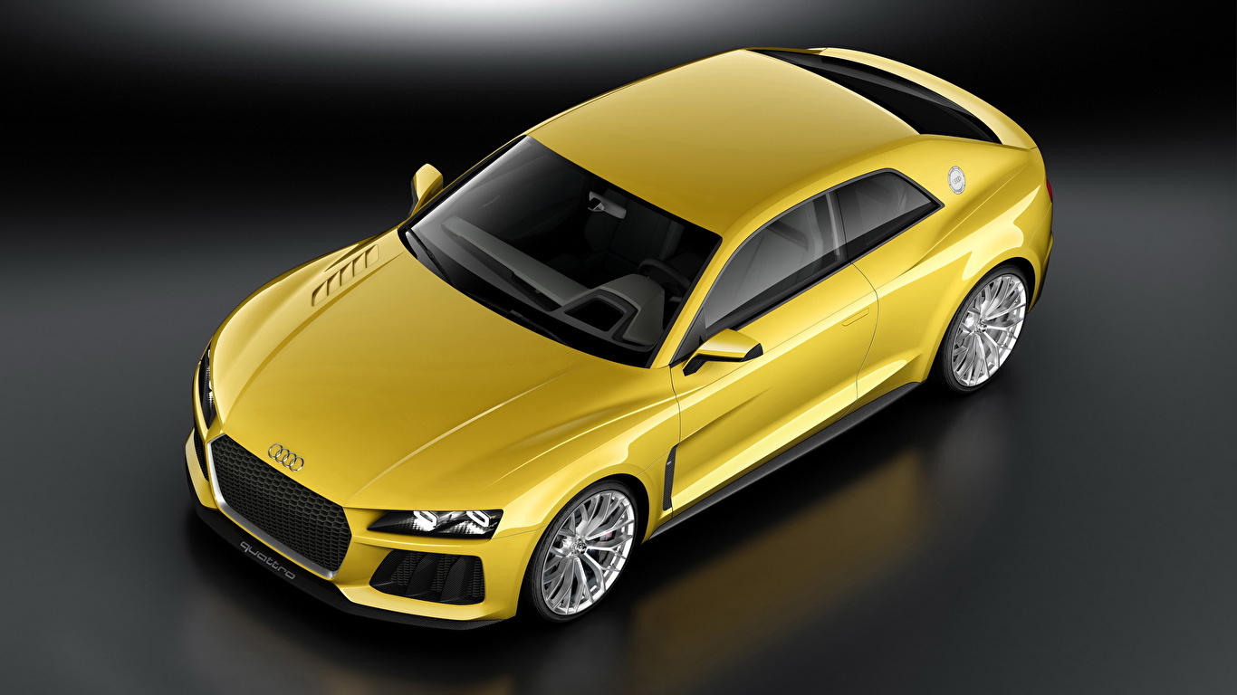 Achtergrond 2013 Audi Sport quattro Geel kleur auto's 1366x768 Auto automobiel