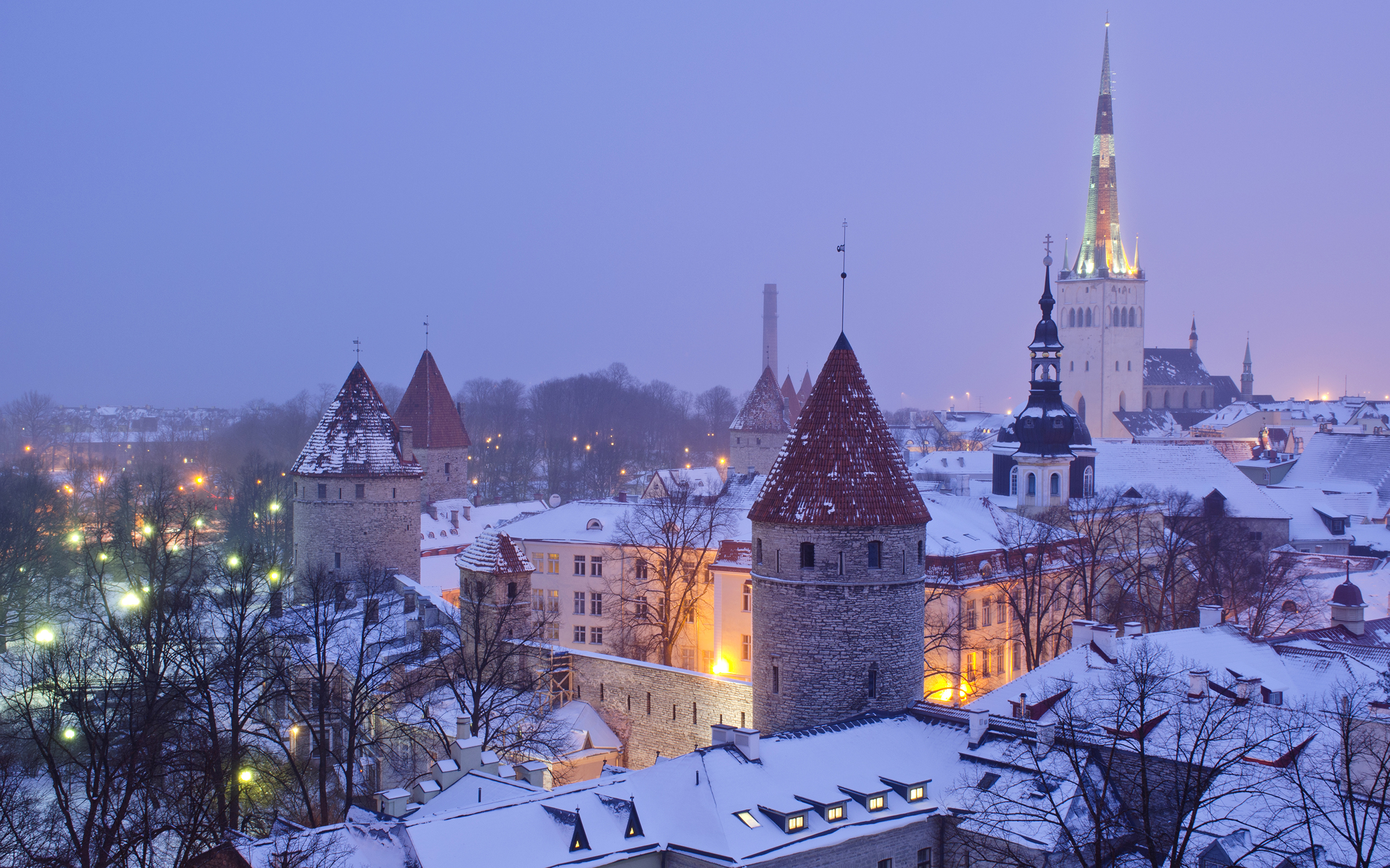 Image Tallinn Estonia Winter Night Time Cities Building 3840x2400   Estonia Houses Winter 473885 3840x2400 