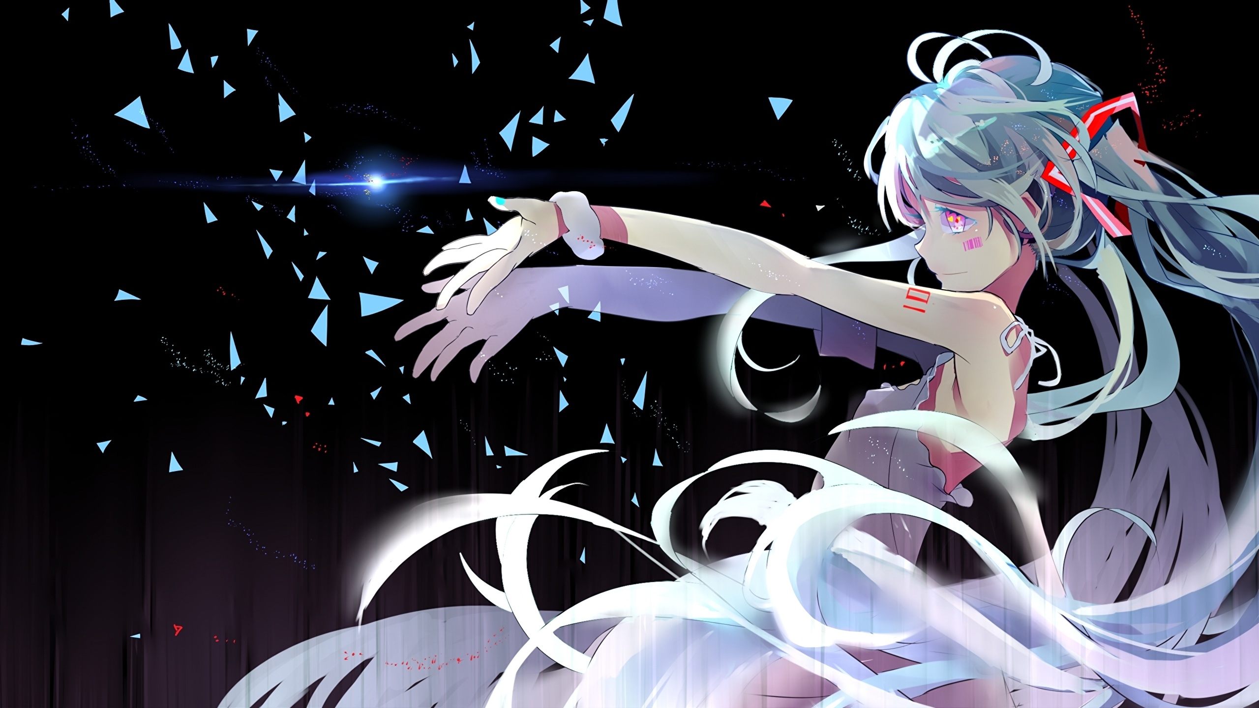 Desktop Hintergrundbilder Vocaloid Hatsune Miku Haar Anime 2560x1440
