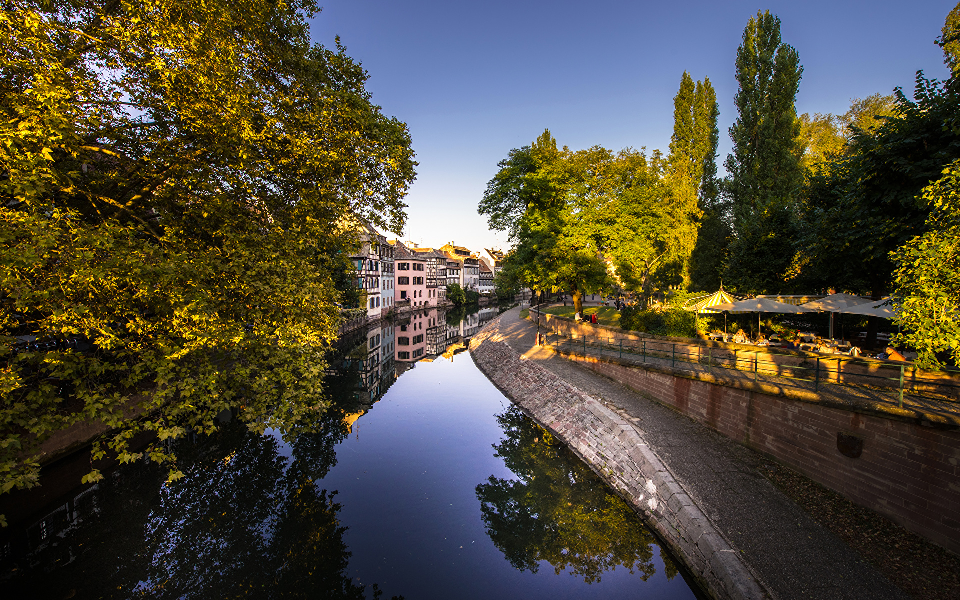 Photo Strasbourg France Canal Trees Cities Building 1920x1200
