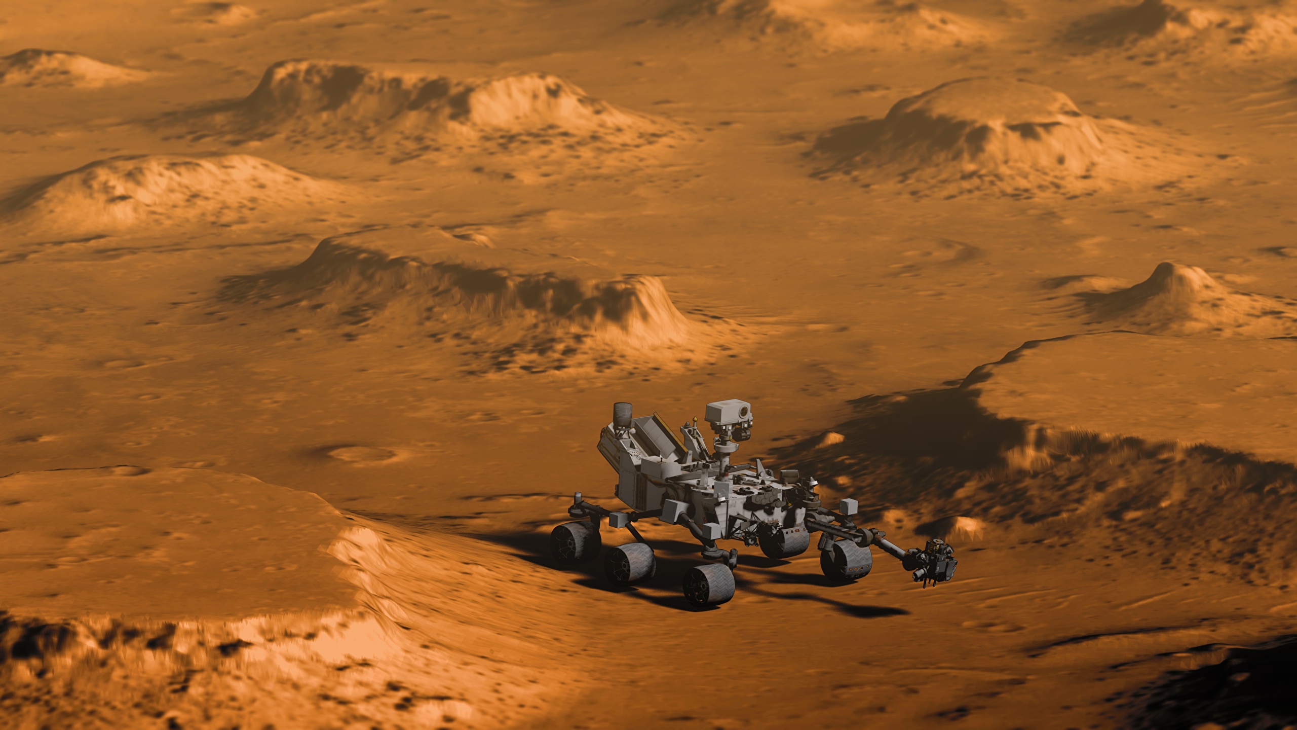 Bakgrunnsbilder til skrivebordet Mars Science Laboratory Curiosity, NASA det ytre rom 2560x1440 Verdensrommet