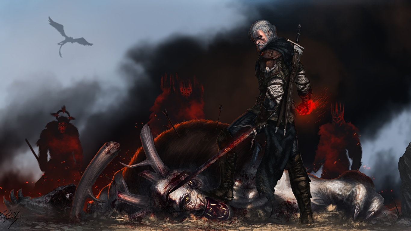 Picture The Witcher 3 Wild Hunt Geralt Of Rivia Man 1366x768