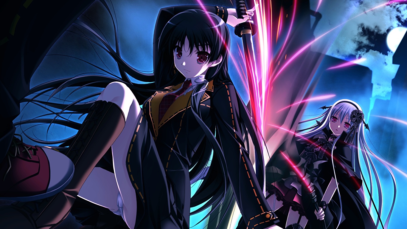 1366x768 Katana Anime Girl Neon 1366x768 Resolution , Backgrounds, and,  anime neon HD wallpaper | Pxfuel