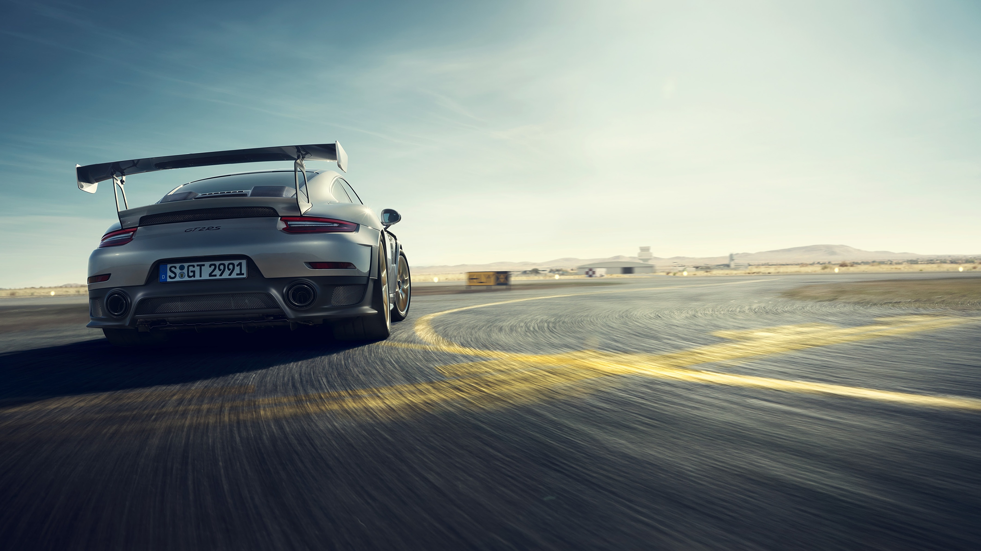 Photo Porsche 911 Grey Motion Cars Back view 3840x2160