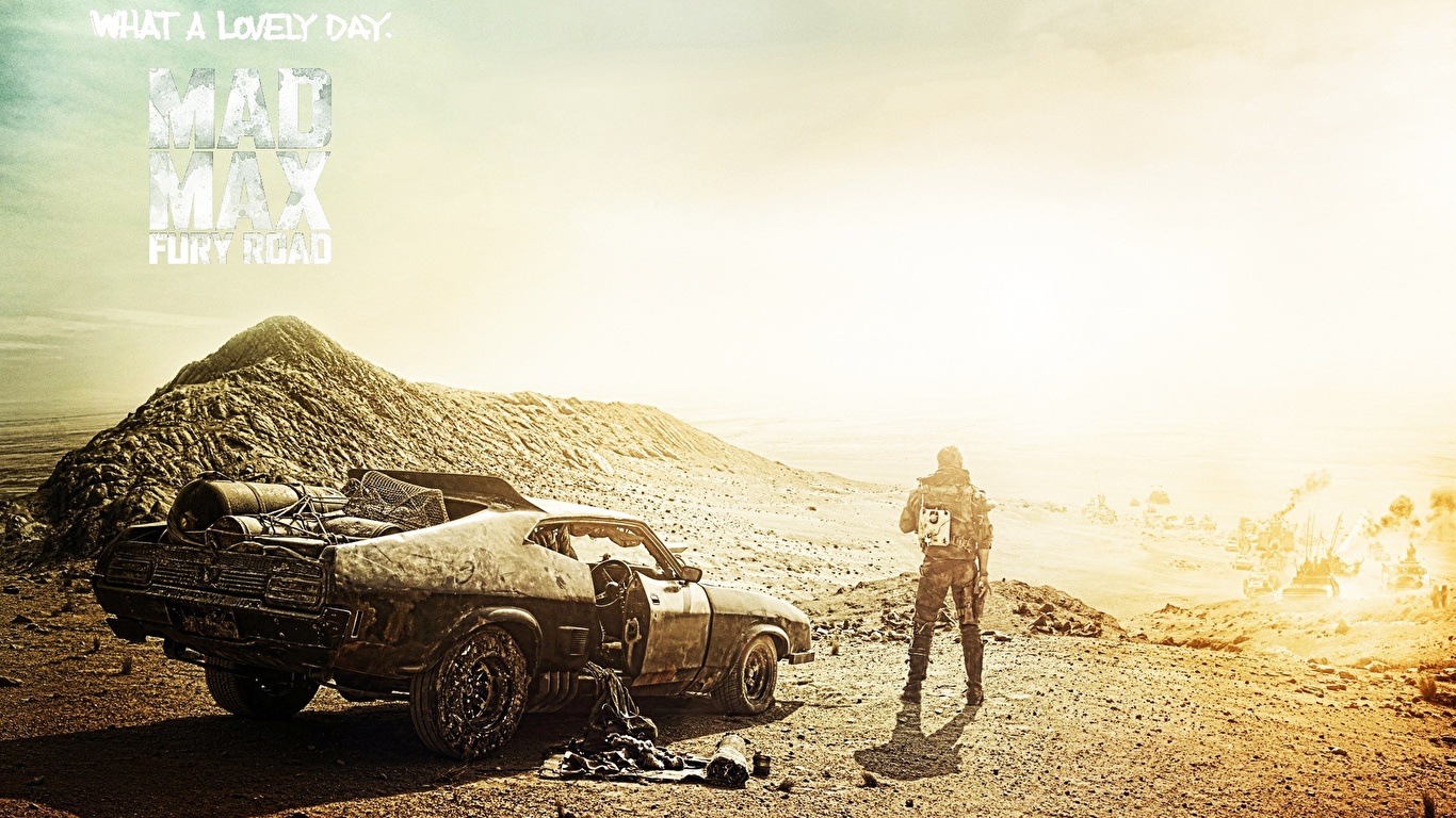 壁紙 1366x768 マッドマックス 怒りのデス ロード 砂漠 男性 映画 自動車 ダウンロード 写真