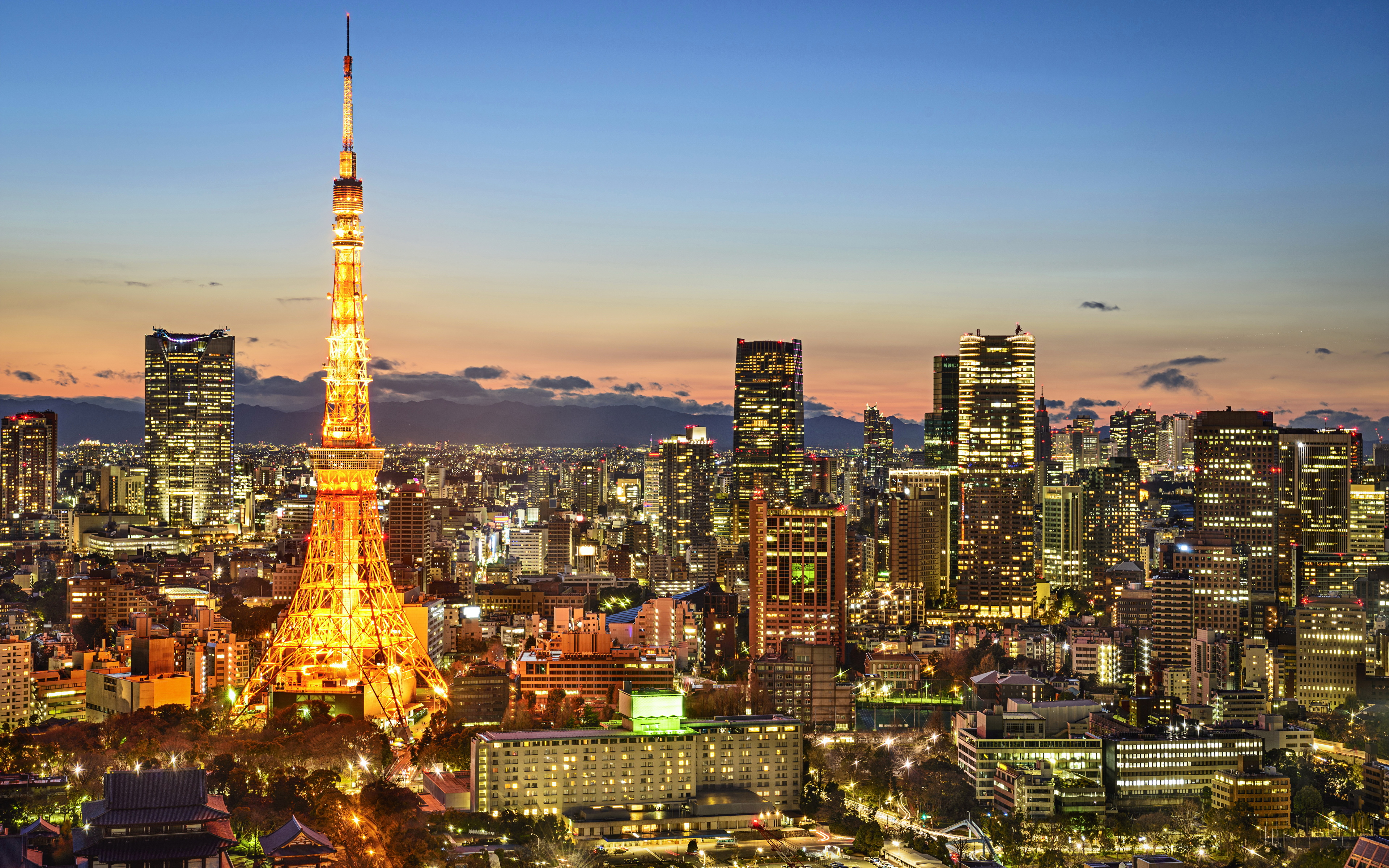 Foto Eiffelturm Präfektur Tokio Japan Megalopolis Nacht 3840x2400