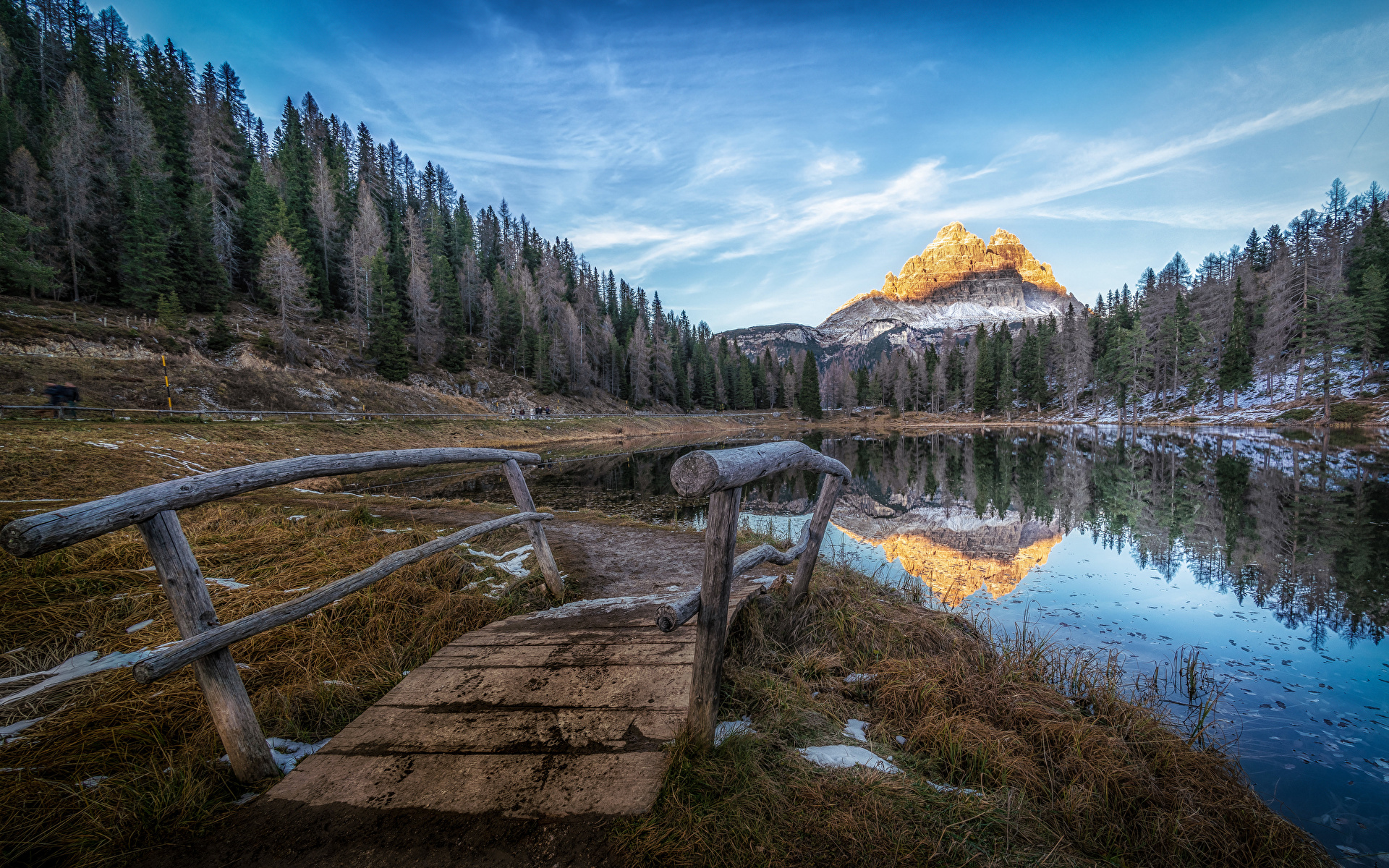 Photos Alps Italy Lago D' Antorno Nature Bridges Mountains 1920x1200