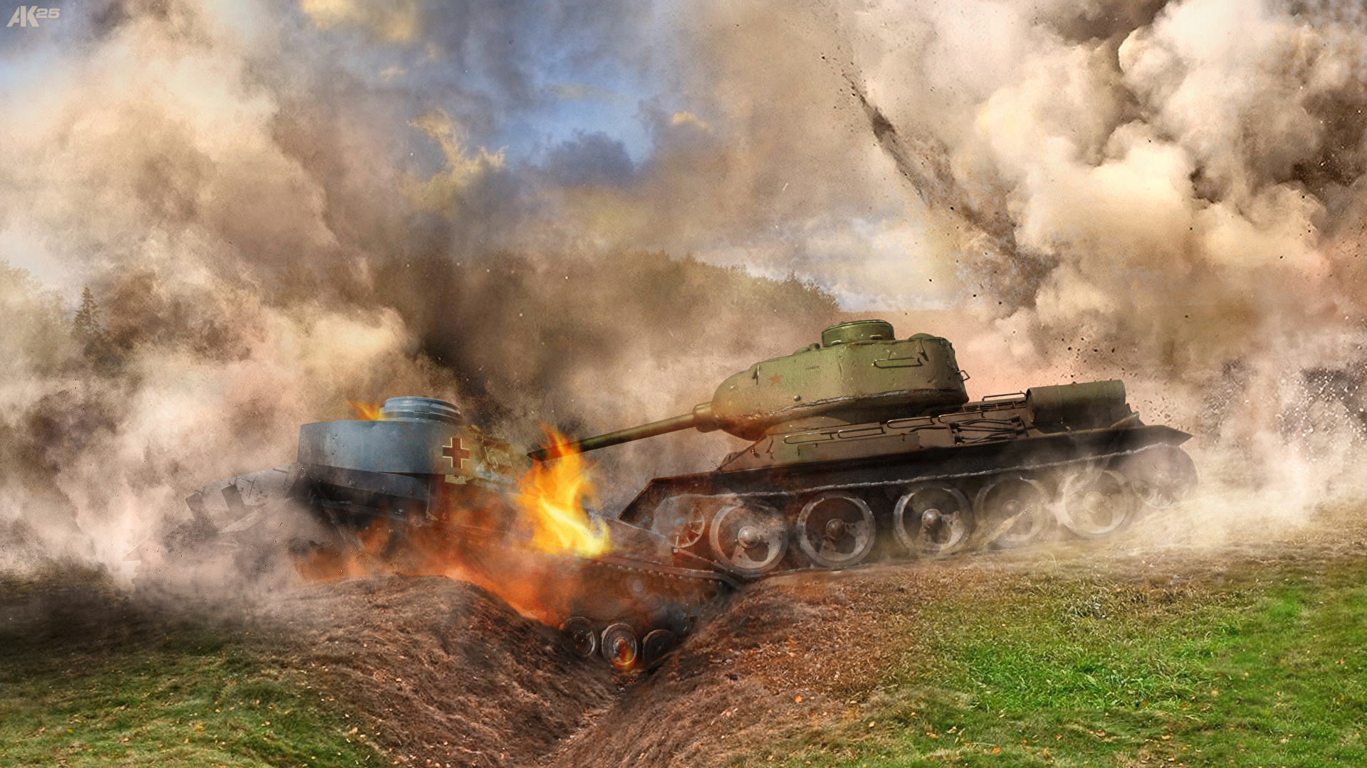 壁紙 19x1080 戦車 爆発 煙 陸軍 ダウンロード 写真