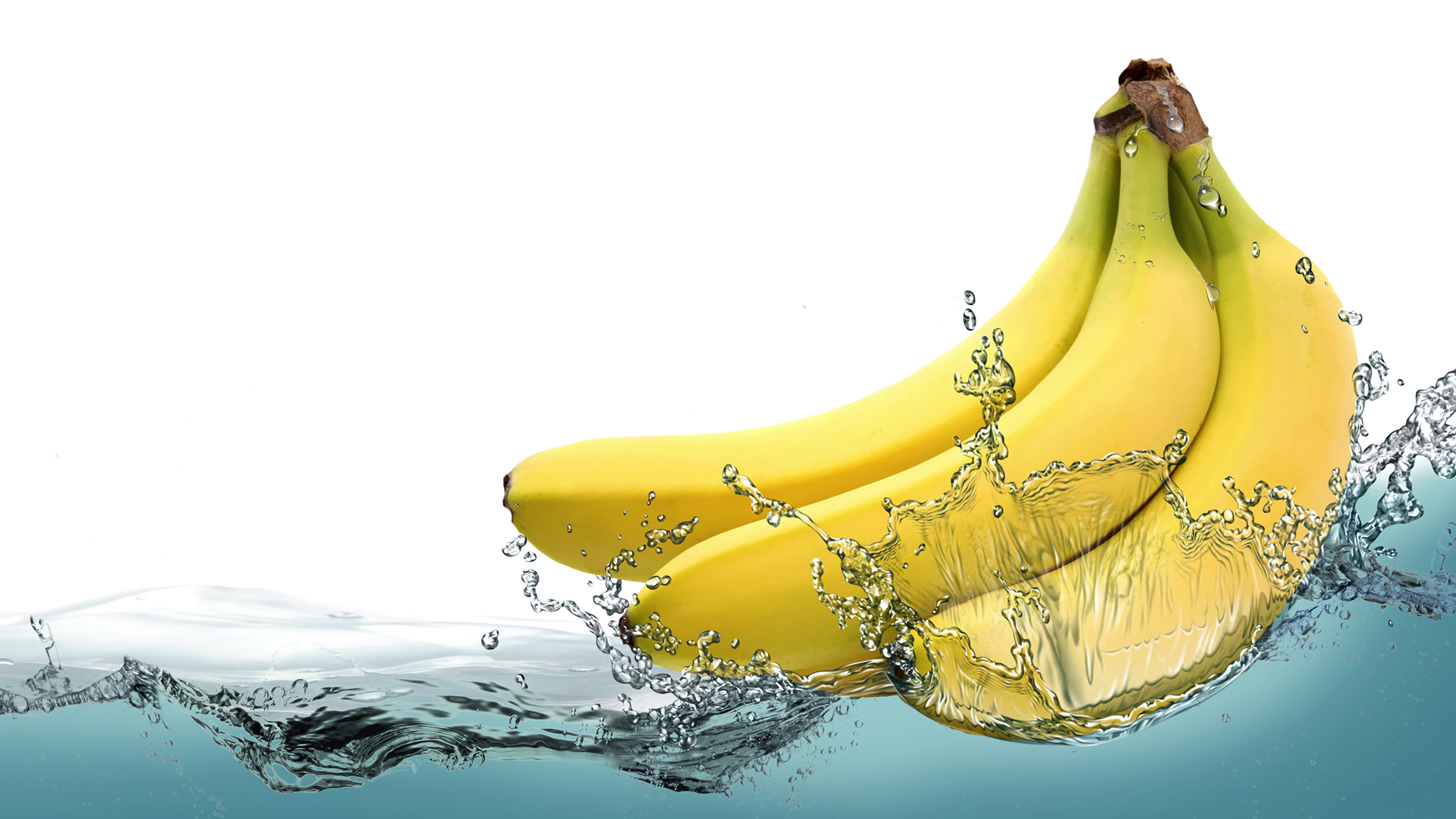 Wallpaper Bananas Water Splash Food Water 3840x2160