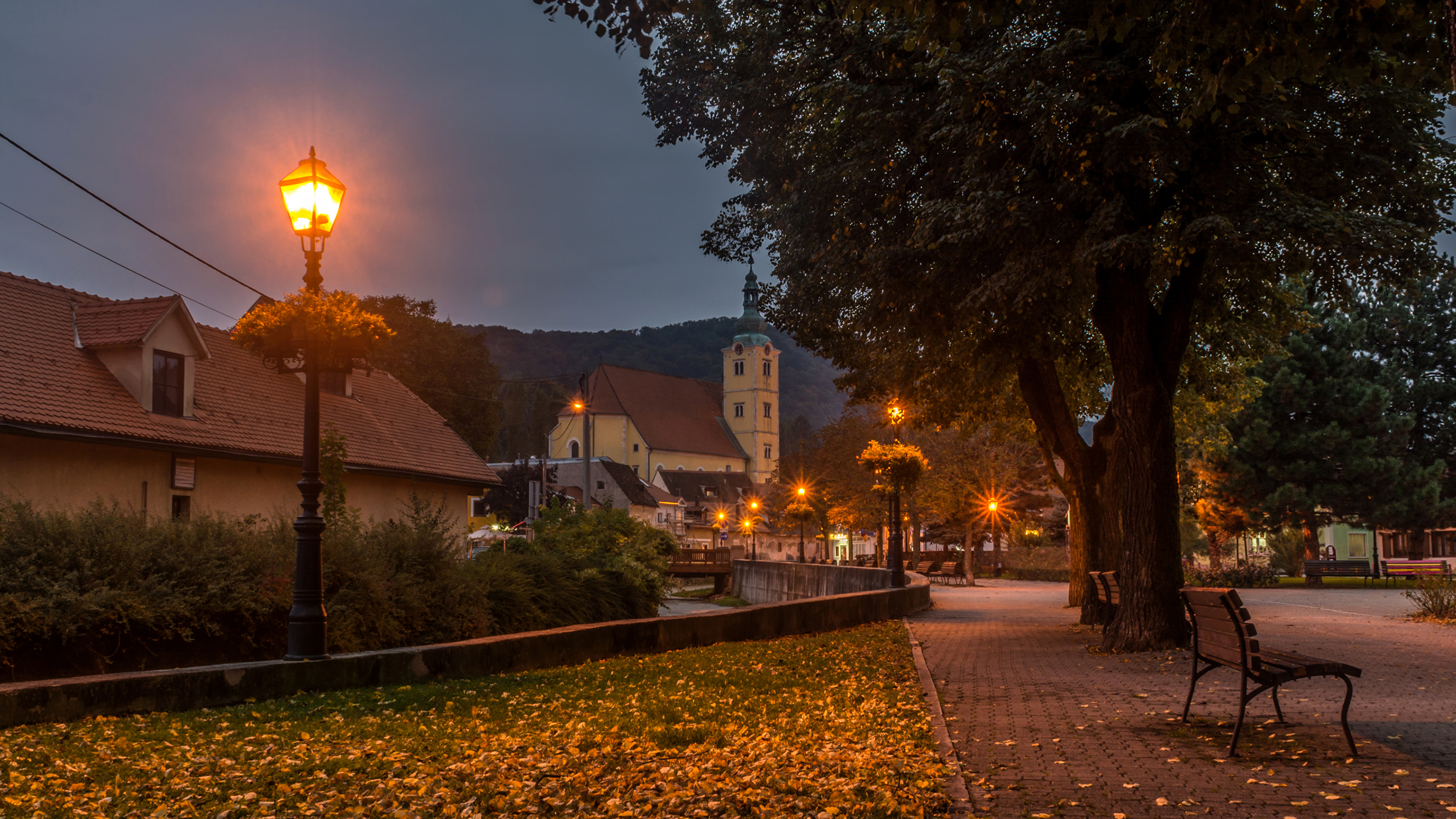 Картинка Загреб Хорватия Samobor осенние ночью Уличные 3840x2160