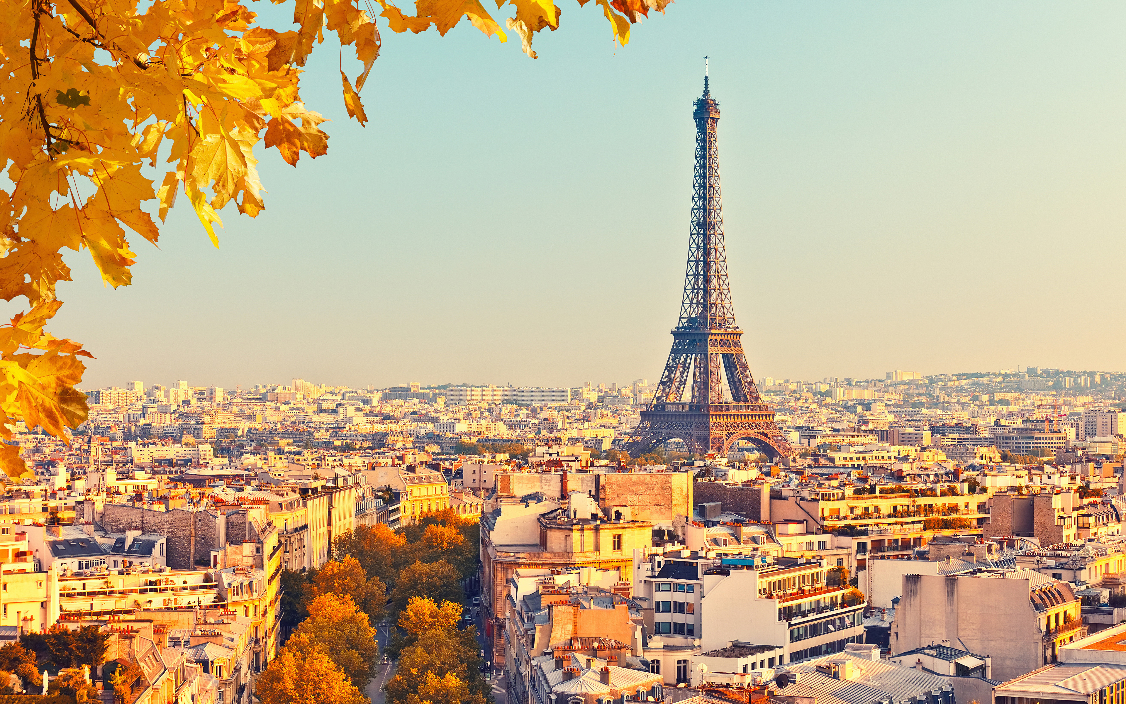 Photo Paris Eiffel Tower France Autumn Houses Cities 3840x2400