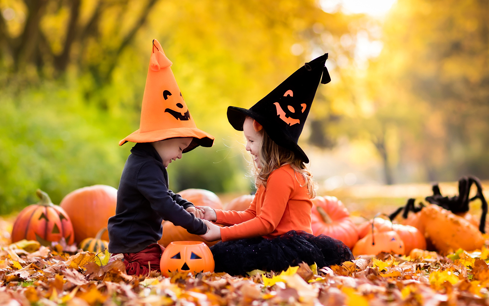 Fondos De Pantalla 1920x1200 Calabaza Noche De Brujas Niñas Niño