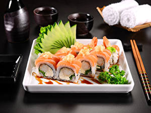 Papel de Parede Desktop Fruto do mar Sushi Arroz Hashi comida