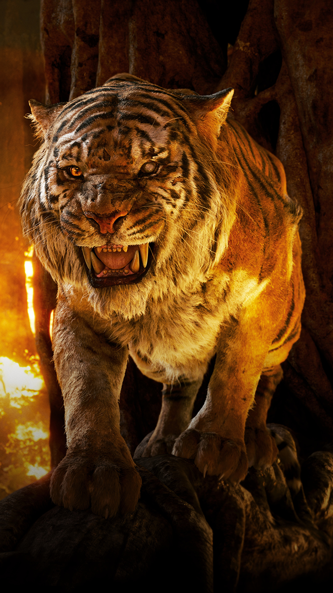 壁紙 1080x1920 トラ ジャングル ブック 2016年の映画 Sher Khan 咆哮 映画 ダウンロード 写真