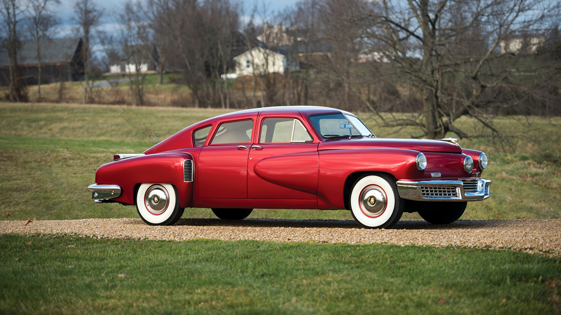 壁紙 19x1080 レトロ 1948 Tucker Sedan 赤 メタリック塗 自動車 ダウンロード 写真