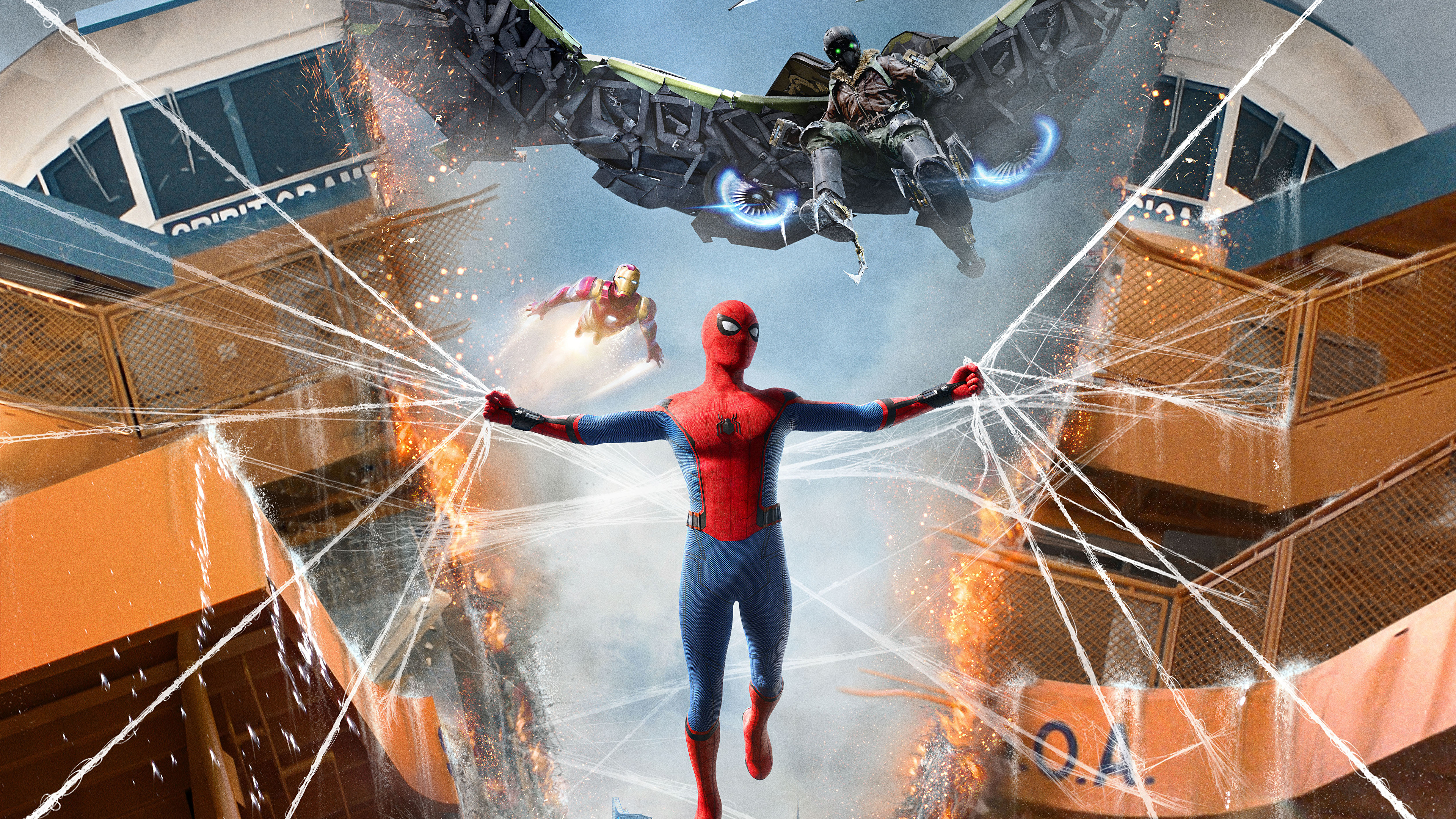 Fonds d'ecran 3840x2160 Spiderman Héros Spider-Man: Homecoming Toile d' araignée Cinéma télécharger photo