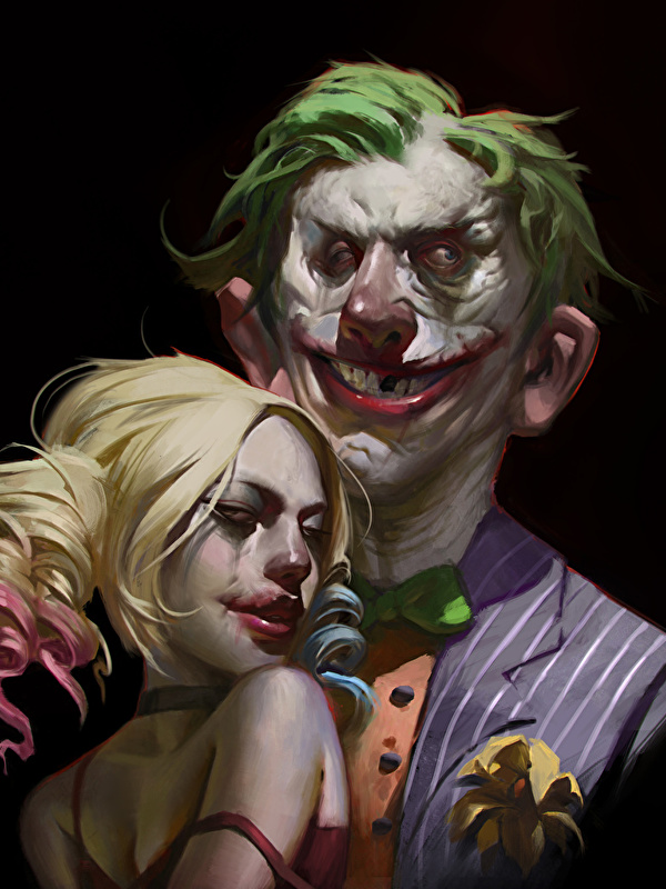 Desktop Wallpapers superheroes Joker hero Blonde girl Harley 600x800