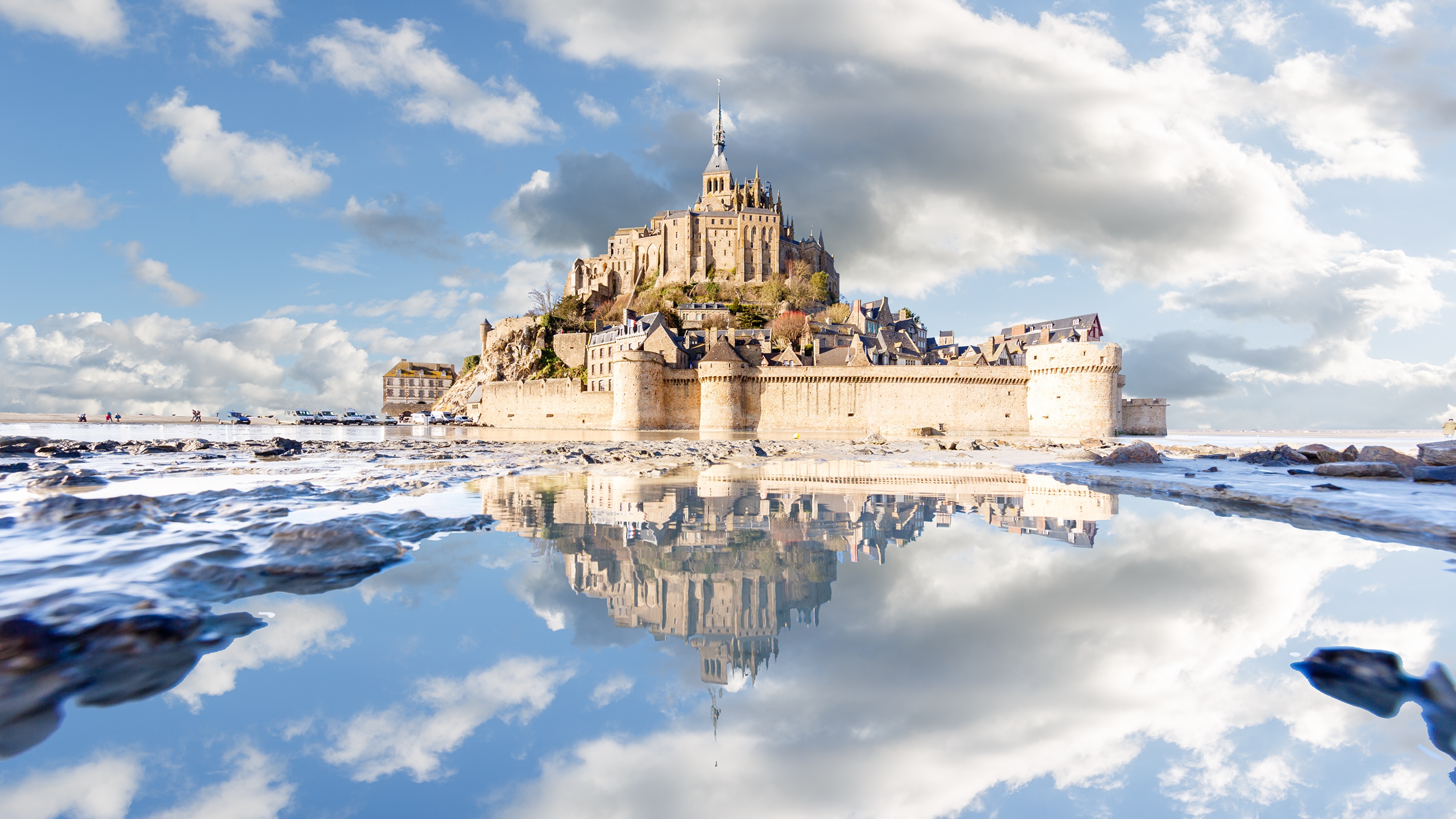 Desktop Wallpapers France Fortress Mont Saint-Michel 3840x2160