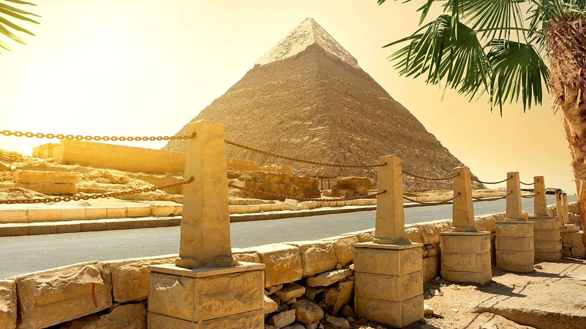 壁紙 19x1080 エジプト 砂漠 川 石 Cairo ピラミッド 自然 ダウンロード 写真
