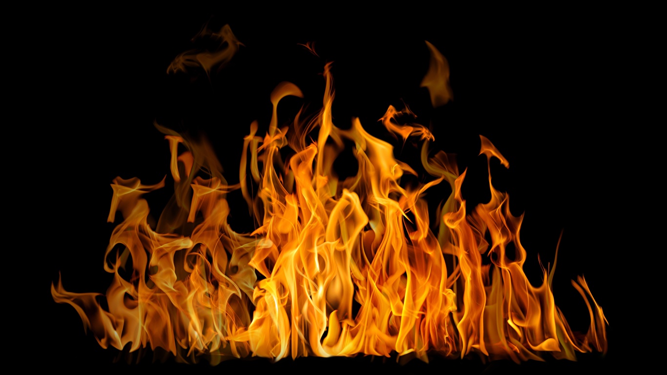 Fotos Accelerated oxidation Flamme Schwarzer Hintergrund 1366x768 Feuer