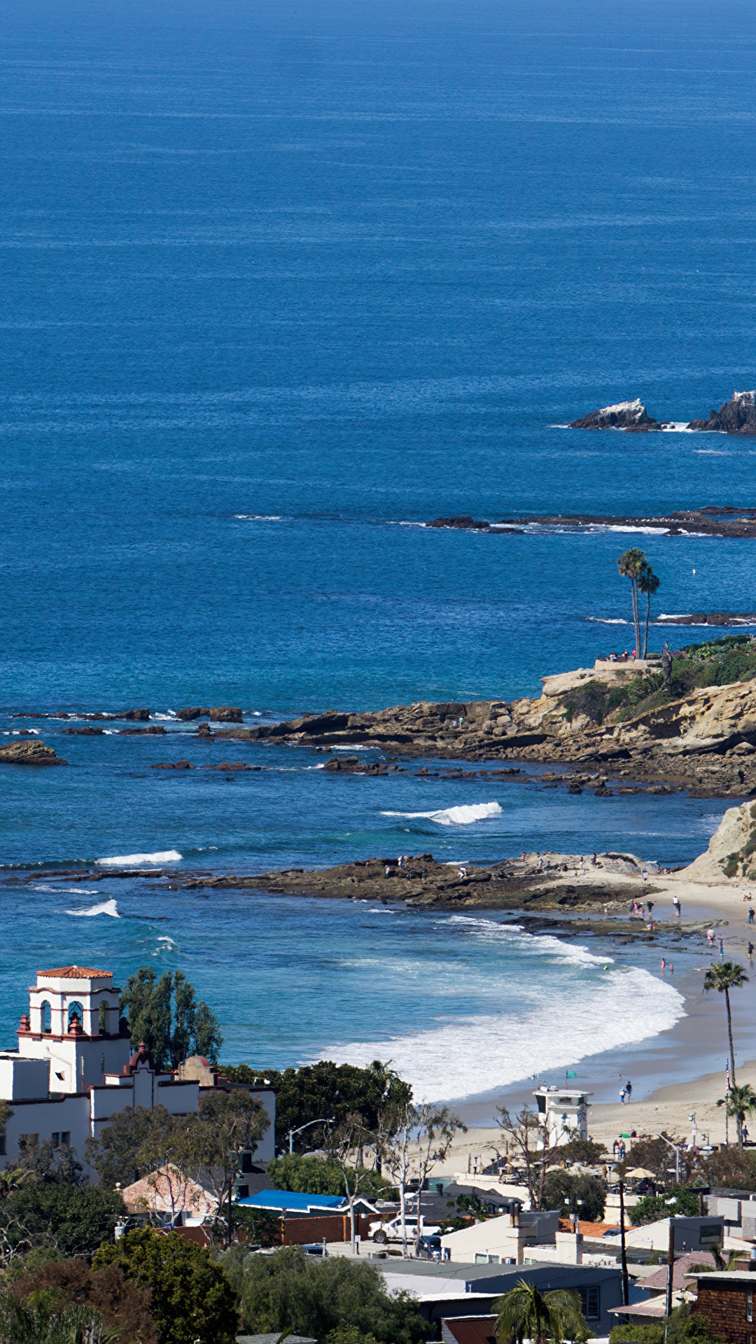 Фото штаты Laguna Beach пляжа Природа берег Здания 1080x1920