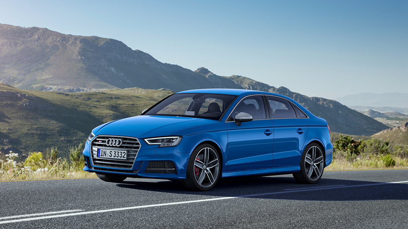 Picture Audi 2016 S3 Sedan (8V) Blue automobile 1366x768