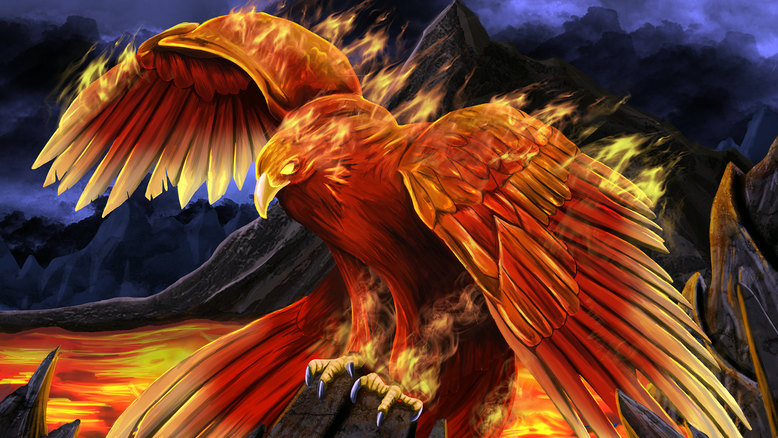 Images Birds Phoenix Mythology Wings Fantasy 2560x1440