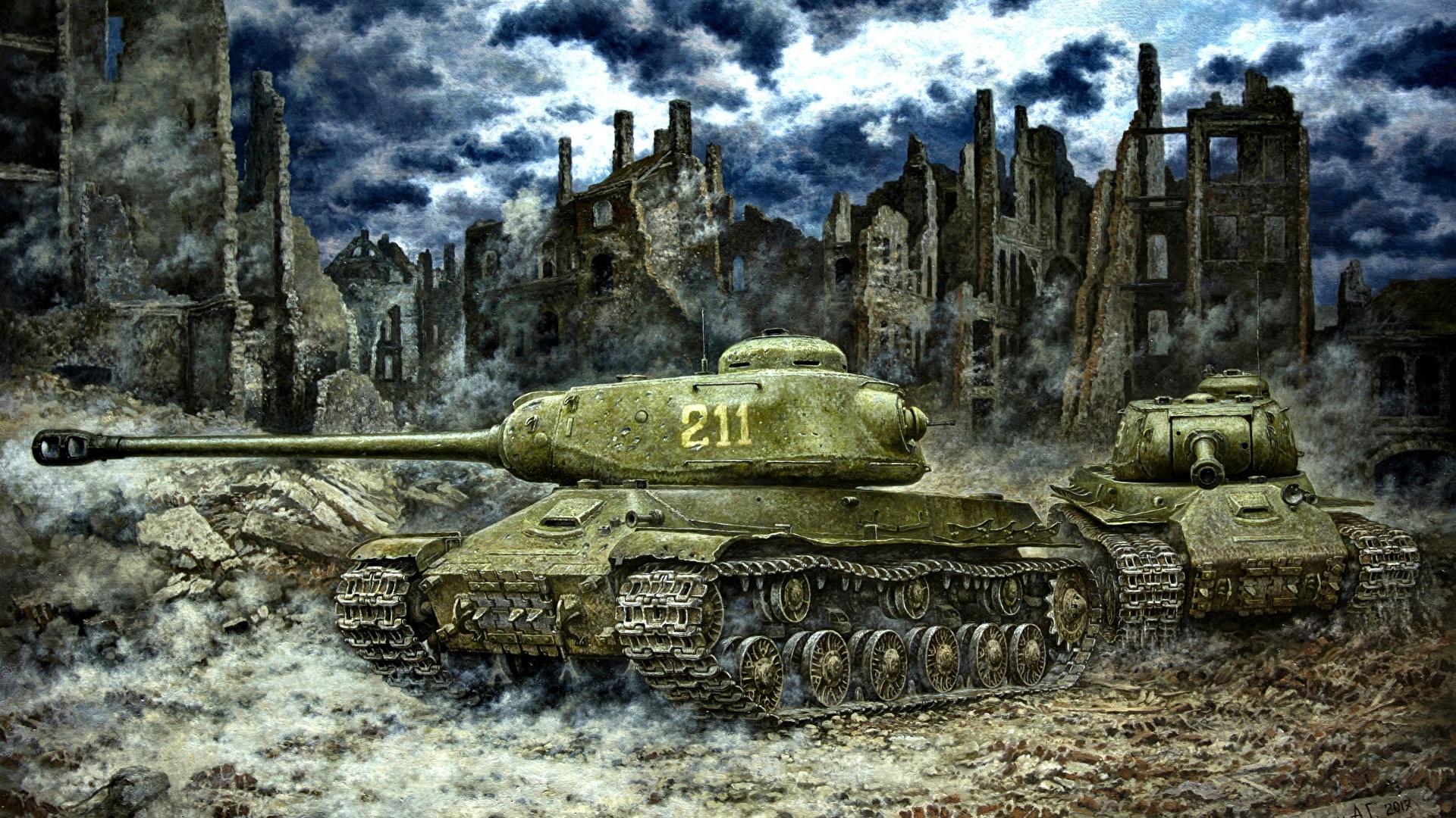 壁紙 19x1080 描かれた壁紙 戦車 Is 2 ロシアの 陸軍 ダウンロード 写真