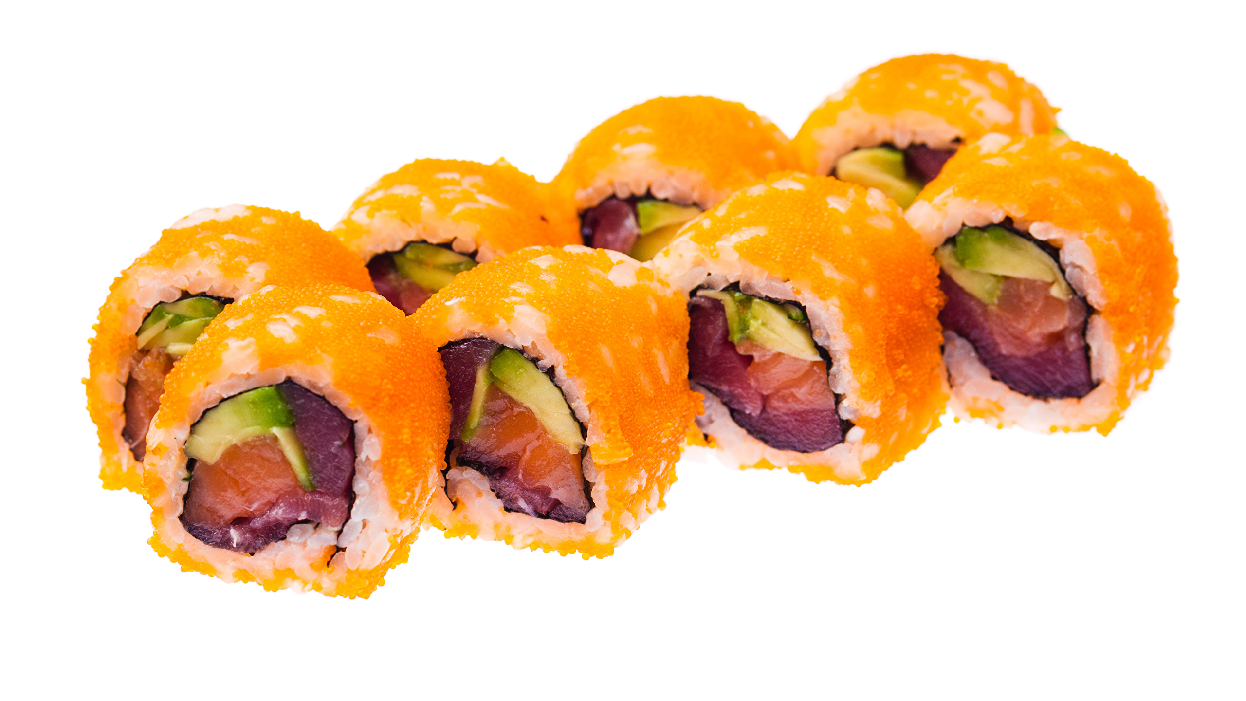 Bilder Sushi Das Essen Weisser Hintergrund 2560x1440